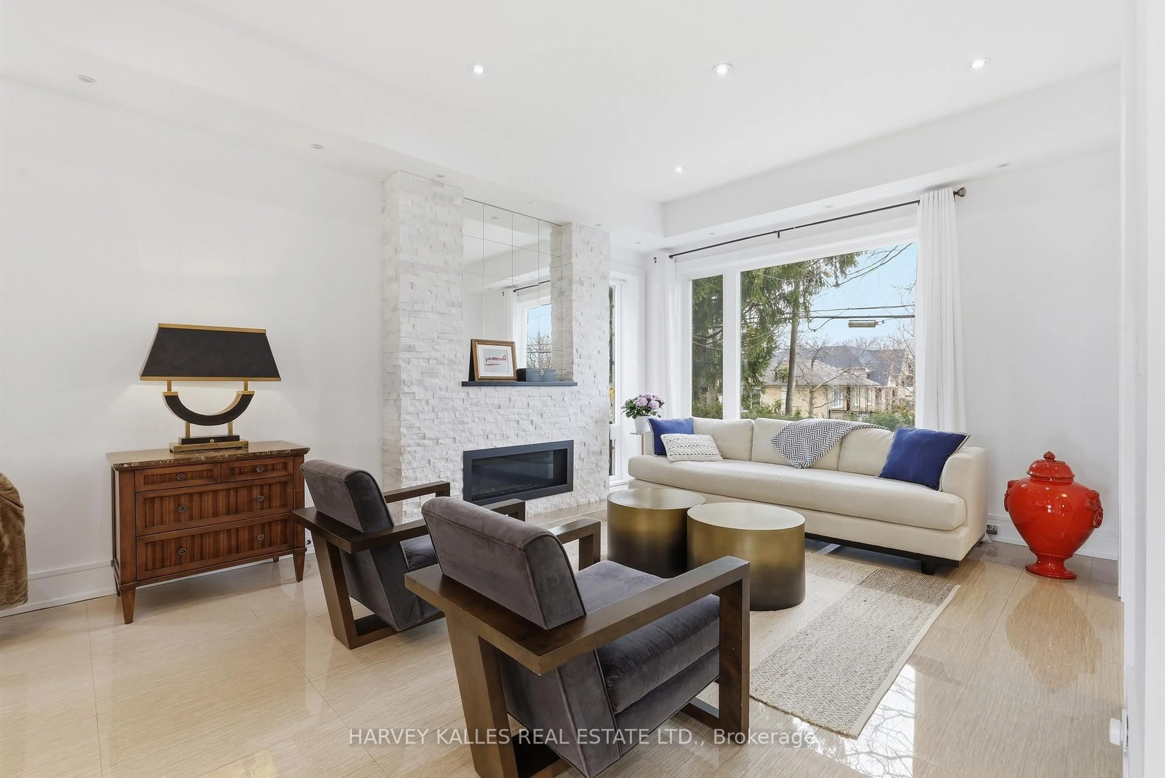 Living room with furniture, ceramic/tile floor for 46 Ravenscrest Dr, Toronto Ontario M9B 5M7