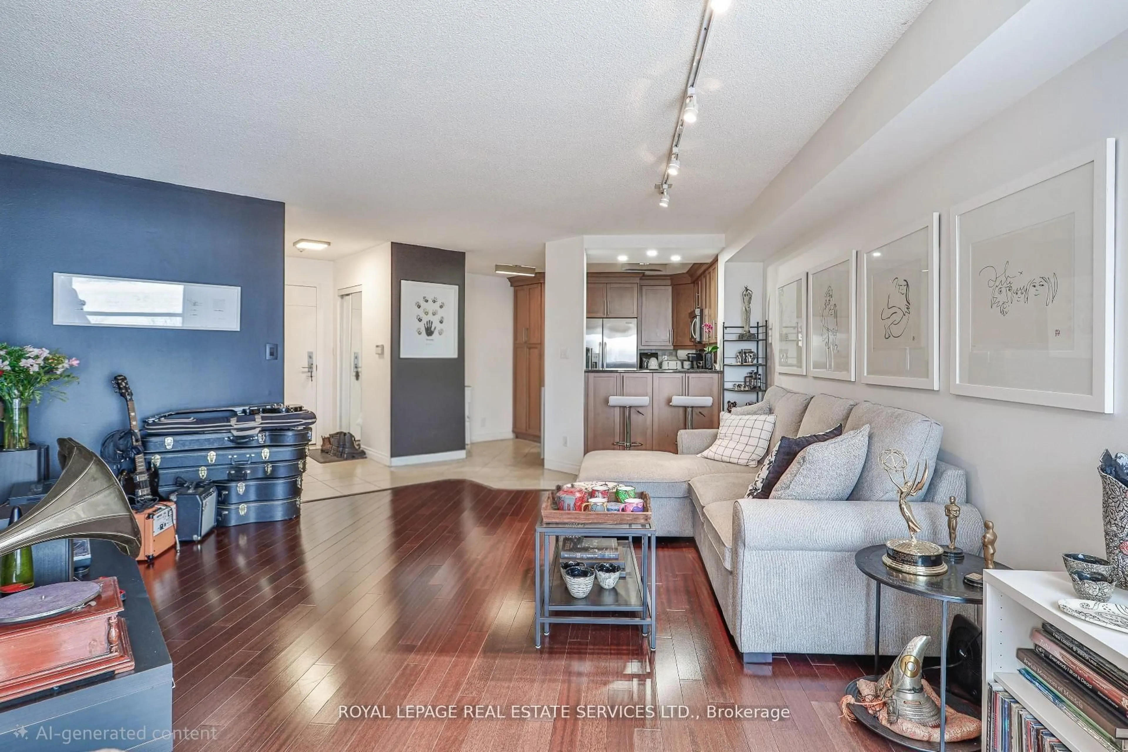 Living room with furniture, wood/laminate floor for 2267 Lake Shore Blvd #707, Toronto Ontario M8V 3X2