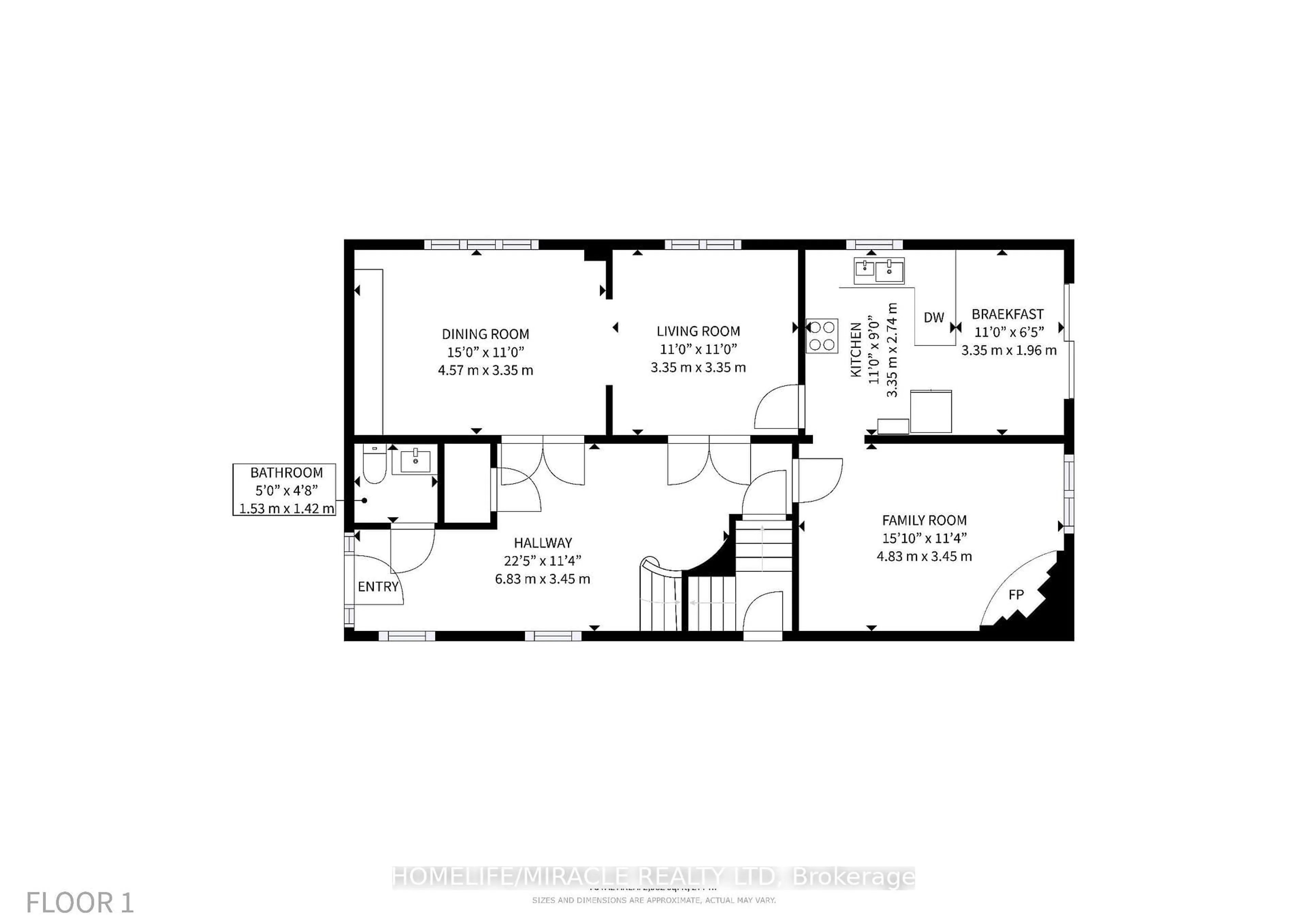 Floor plan for 14 Rodwell Crt, Brampton Ontario L6Y 4G7