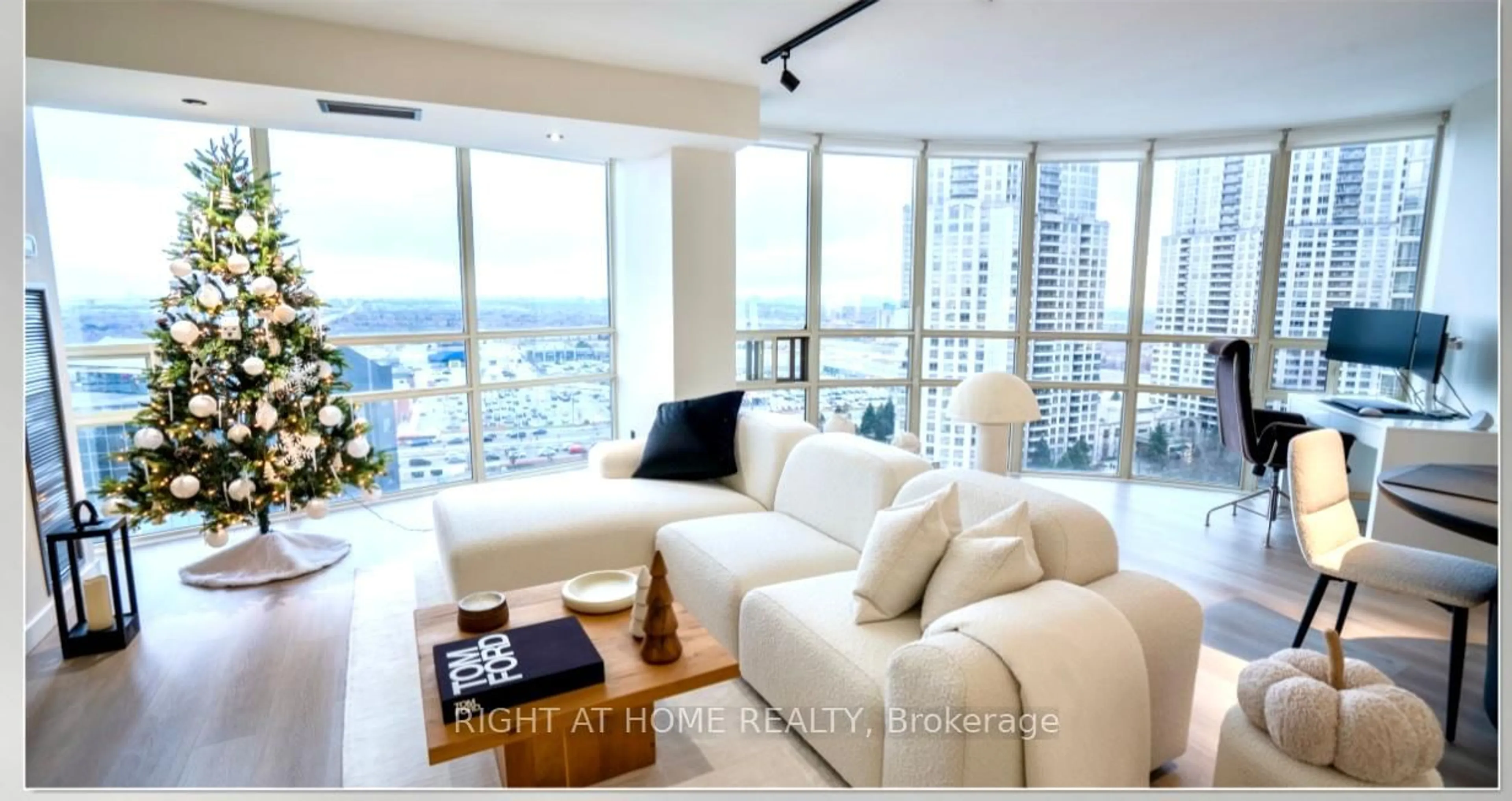 Living room with furniture, unknown for 50 Eglinton Ave #1705, Mississauga Ontario L5R 3P5