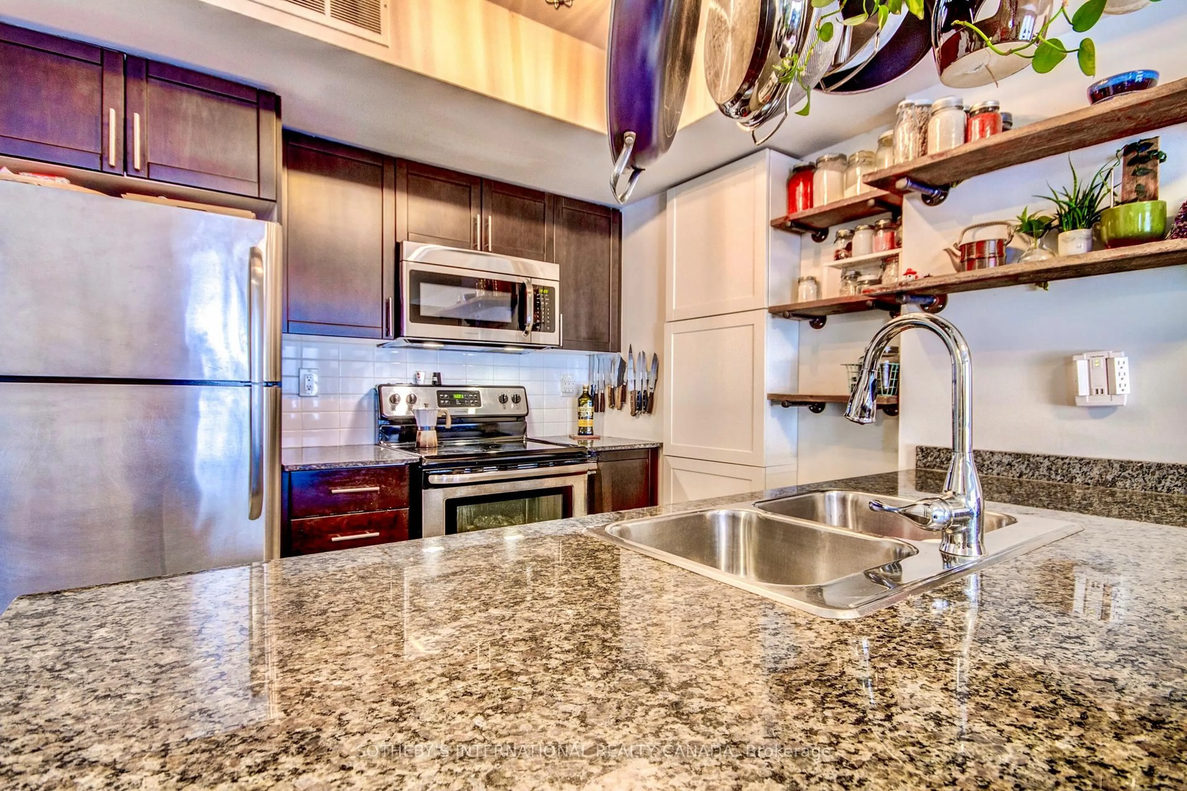 Open concept kitchen, ceramic/tile floor for 7 Foundry Ave #219, Toronto Ontario M6H 0B7