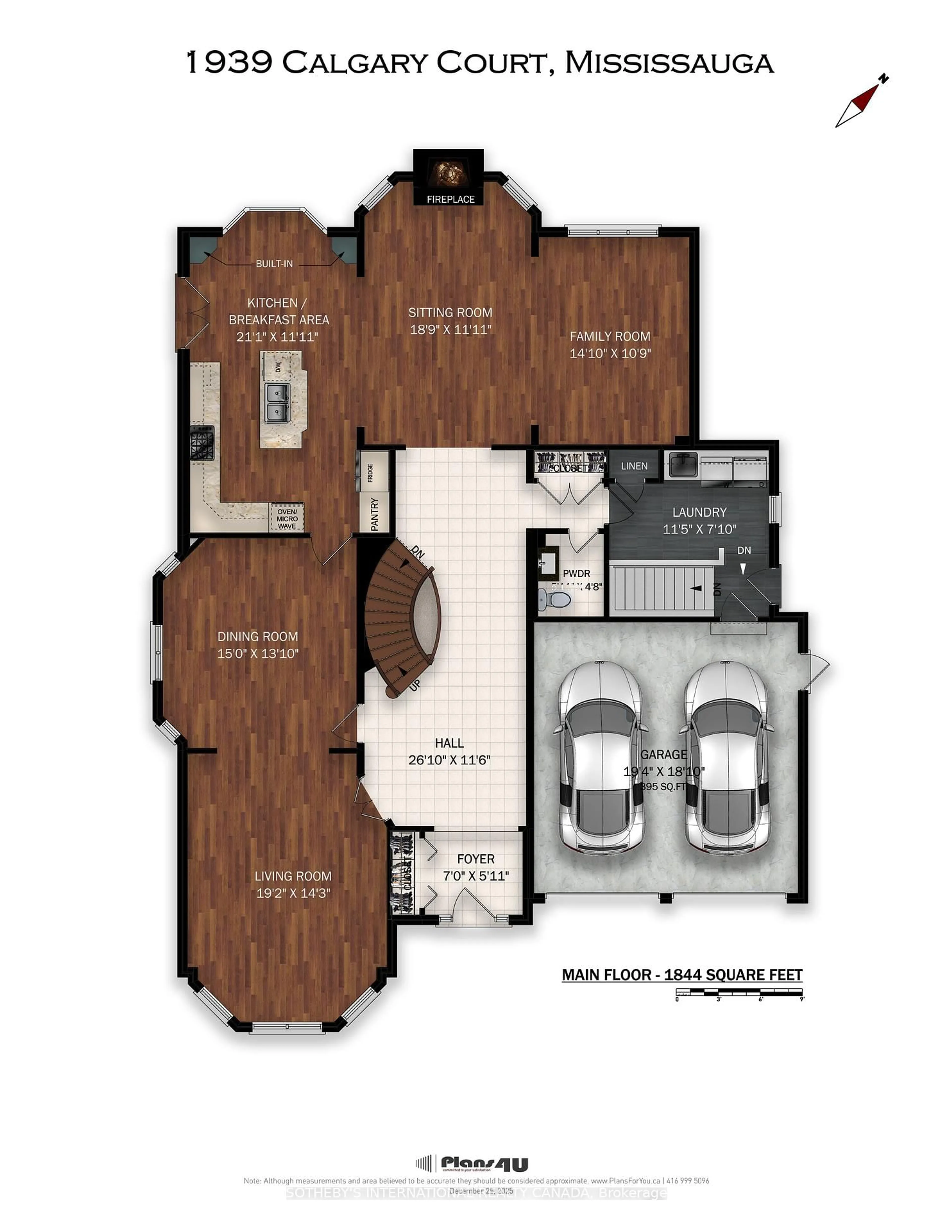 Floor plan for 1939 Calgary Crt, Mississauga Ontario L5H 4J1