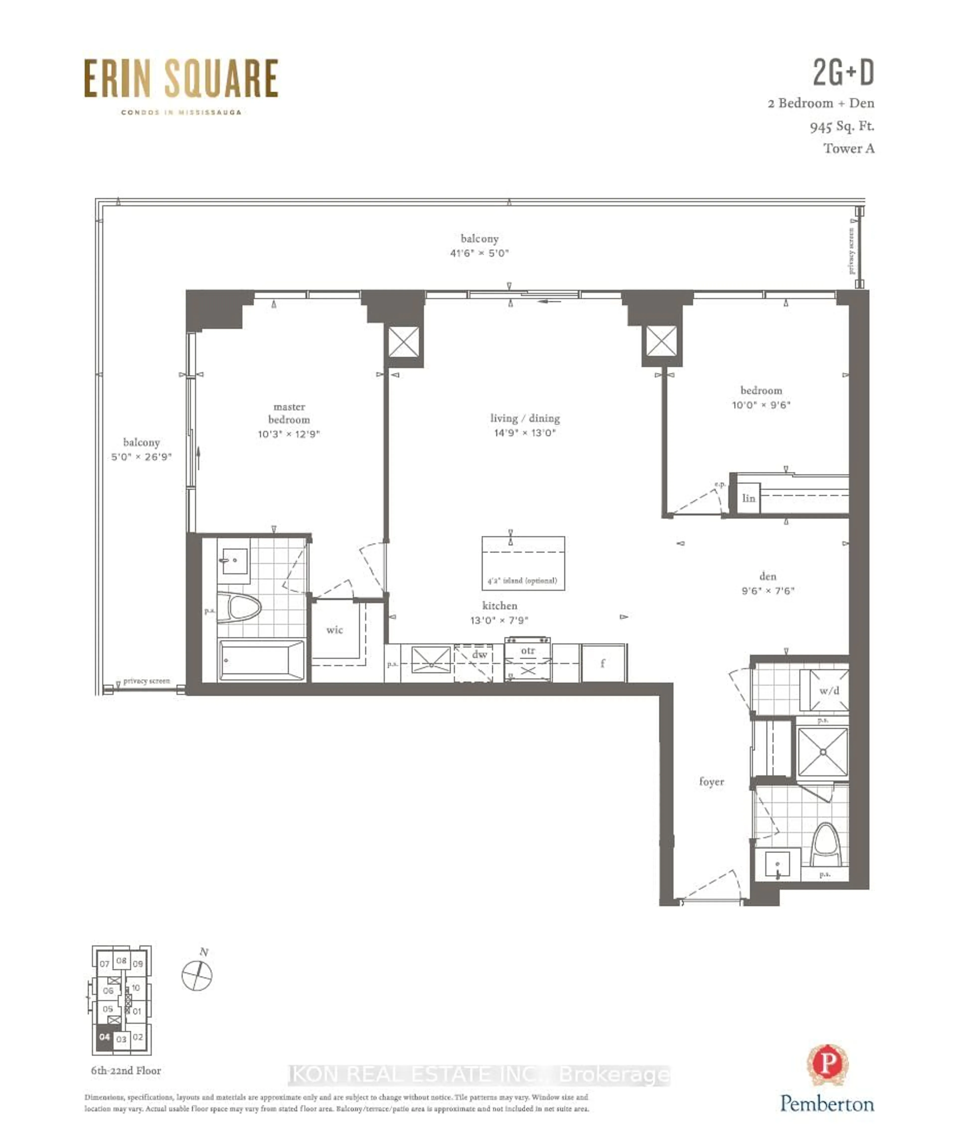 Floor plan for 4675 Metcalfe Ave #1804, Mississauga Ontario L5M 0Z8