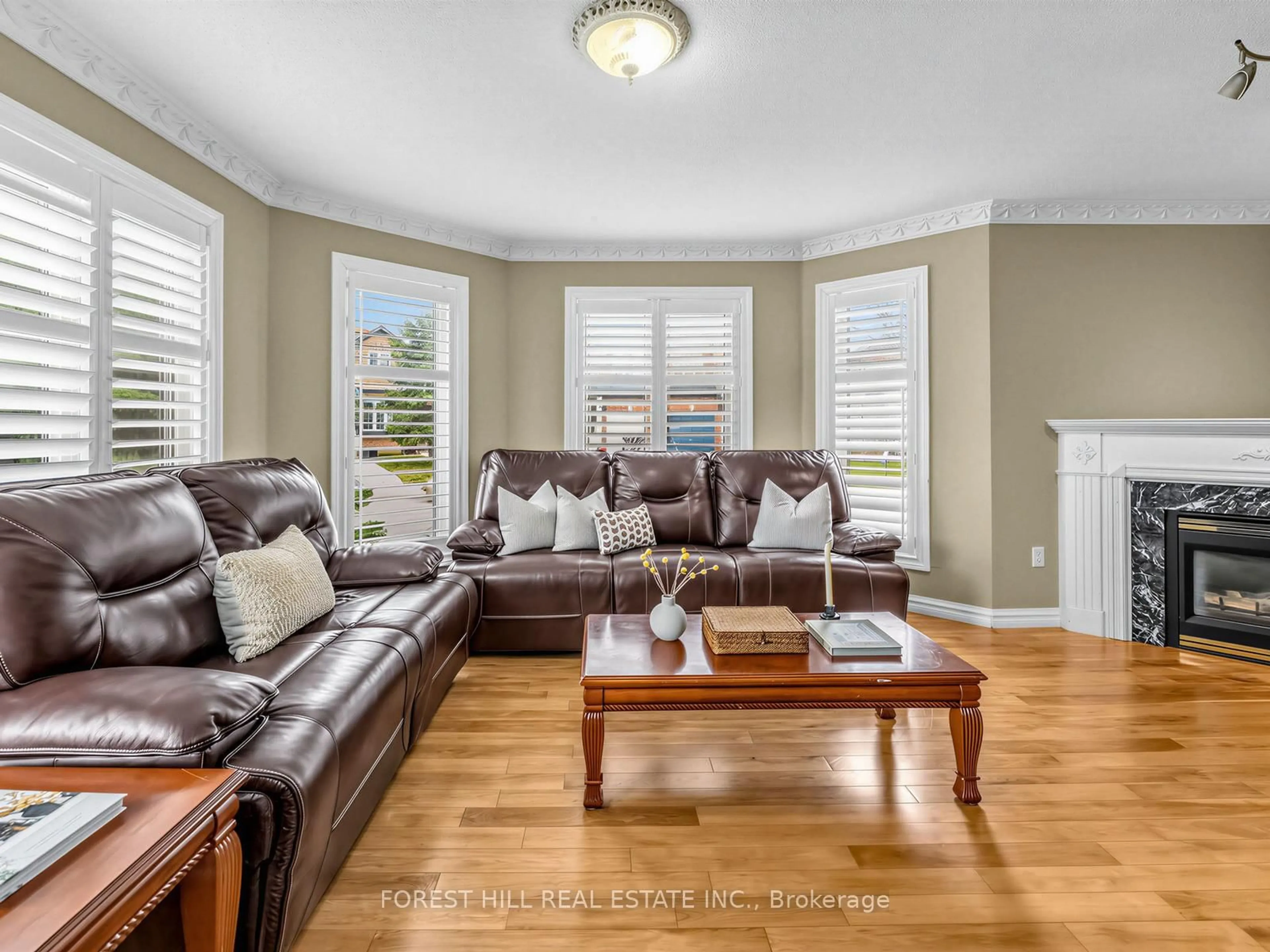 Living room with furniture, wood/laminate floor for 5 Manitoba Pl, Brampton Ontario L6R 2H9