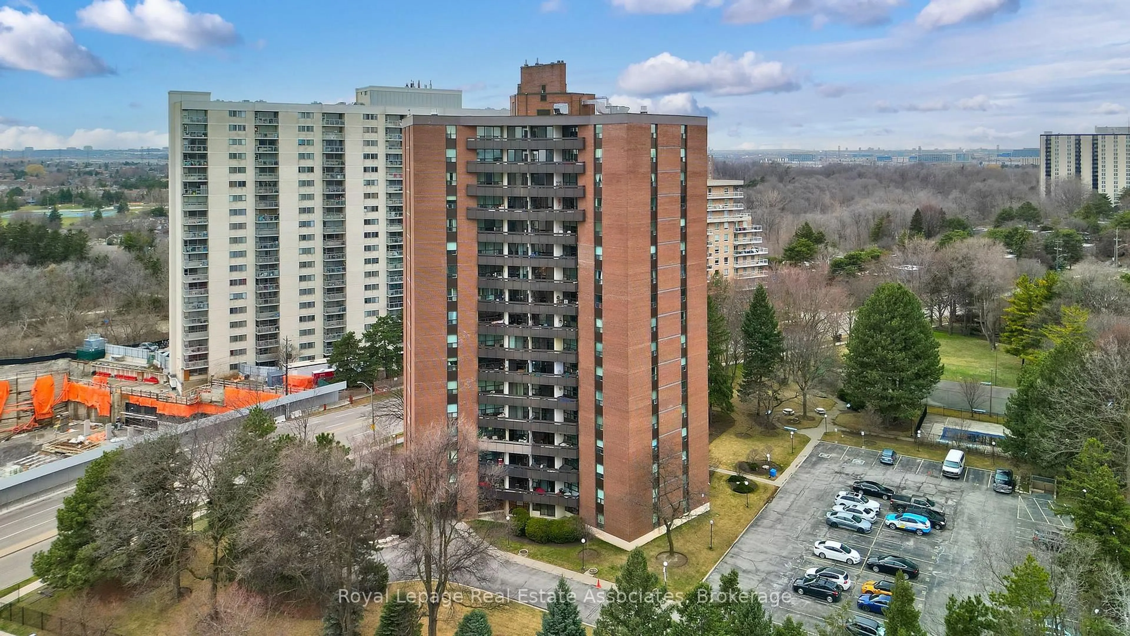 A pic from outside/outdoor area/front of a property/back of a property/a pic from drone, city buildings view from balcony for 335 Mill Rd #1406, Toronto Ontario M9C 1Y6