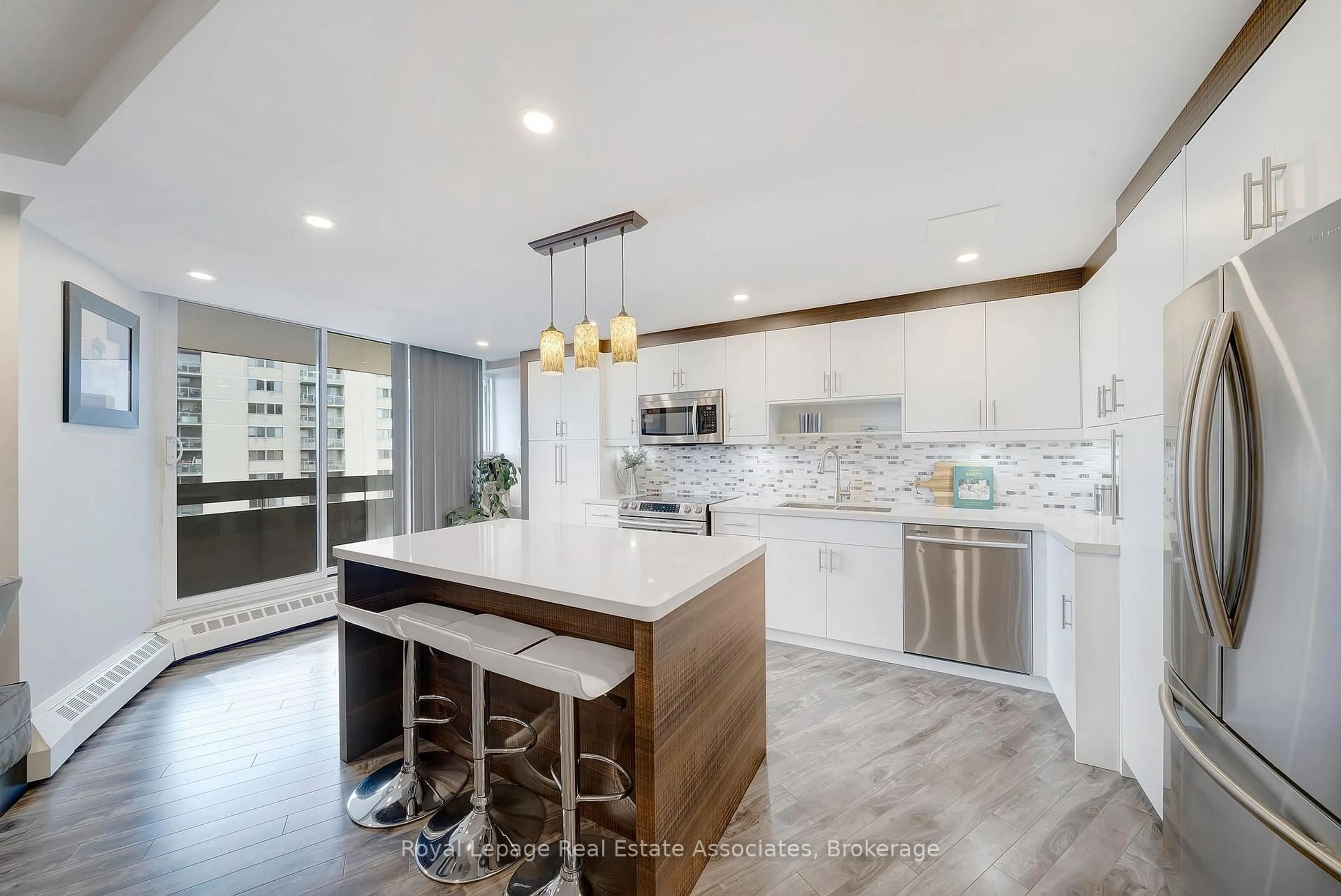 Contemporary kitchen, ceramic/tile floor for 335 Mill Rd #1406, Toronto Ontario M9C 1Y6