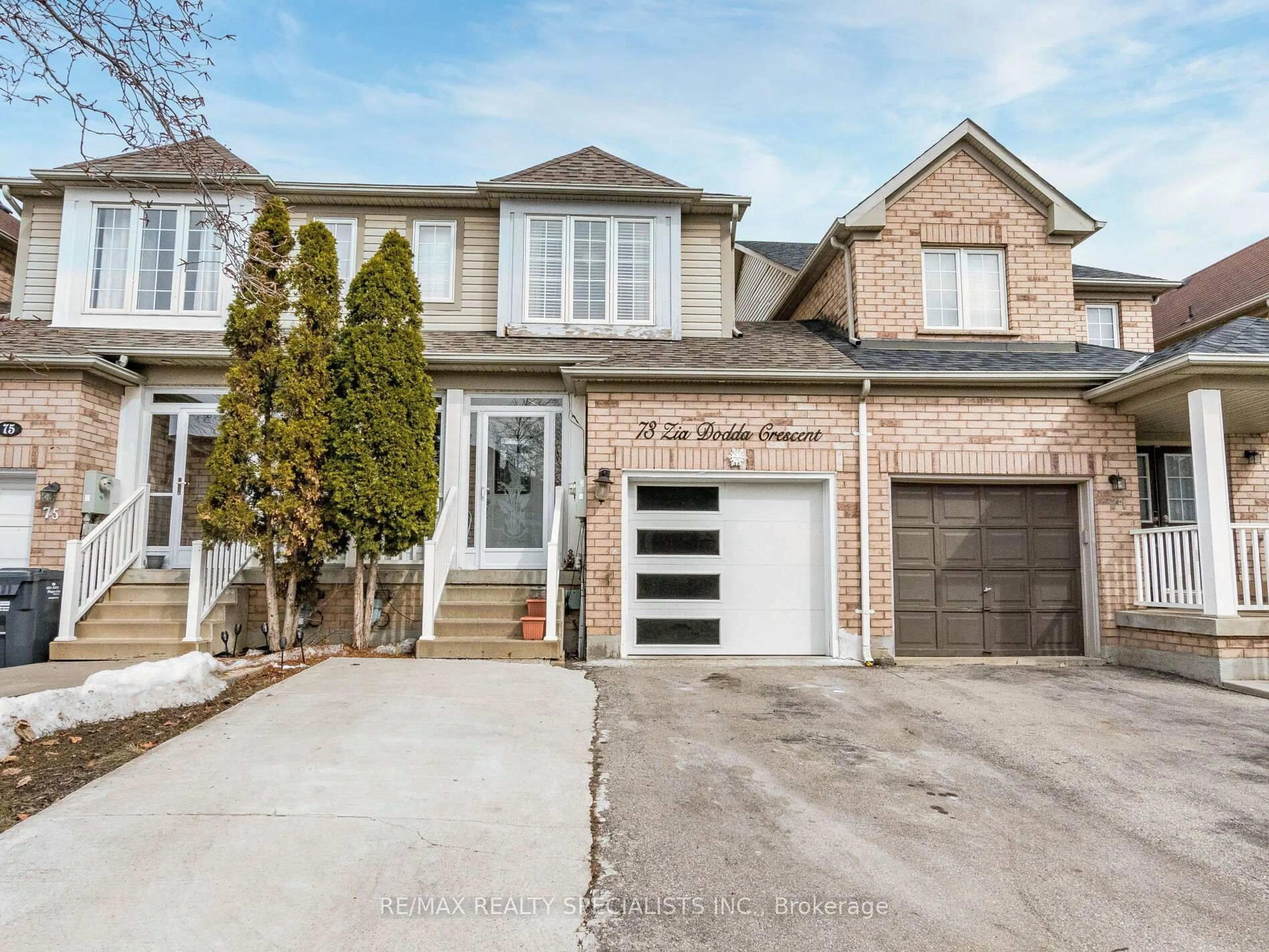 Home with brick exterior material, street for 73 Zia Dodda Cres, Brampton Ontario L6P 1J6