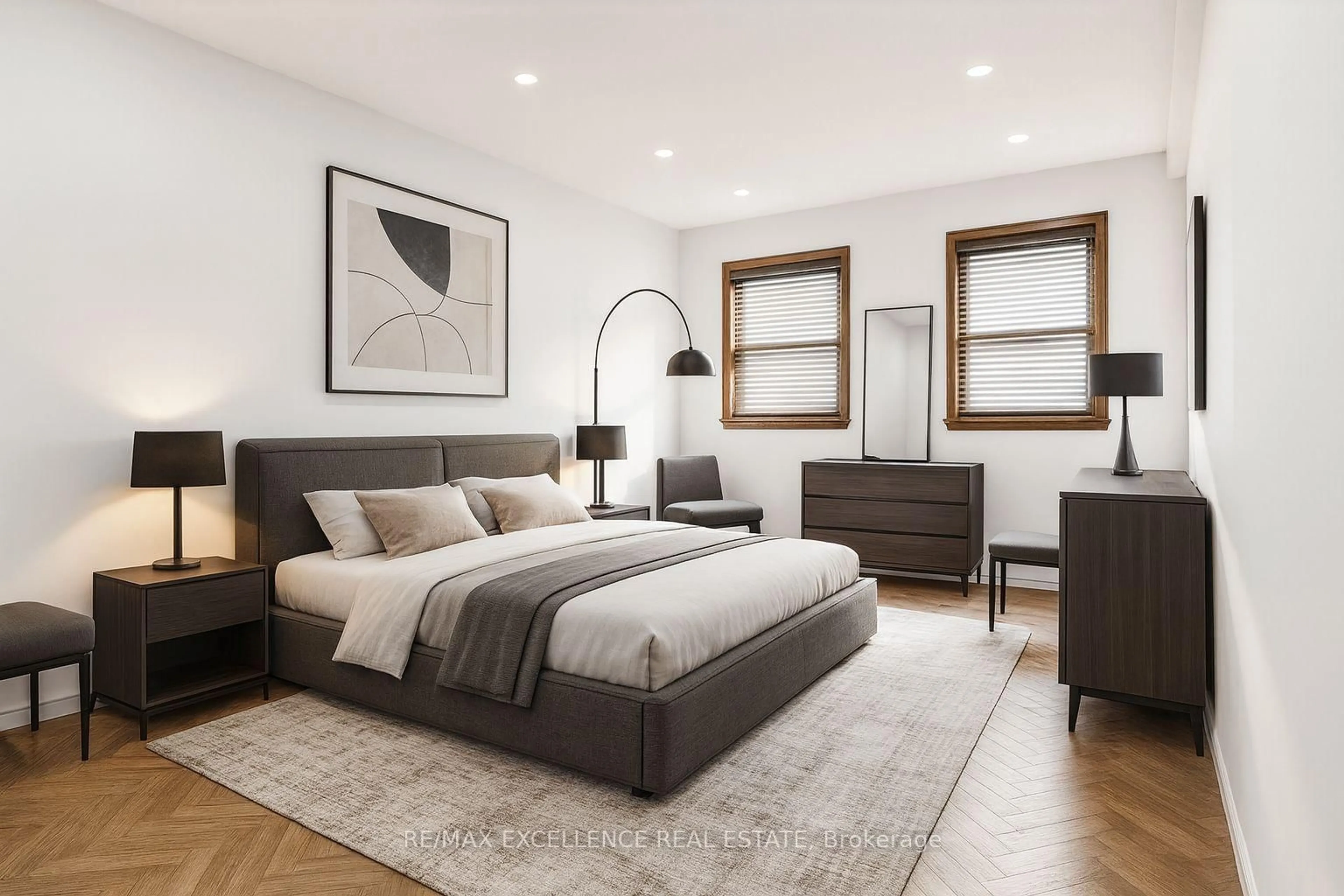 Bedroom with bed, wood/laminate floor for 280 Hansen Rd, Brampton Ontario L6V 2Y1