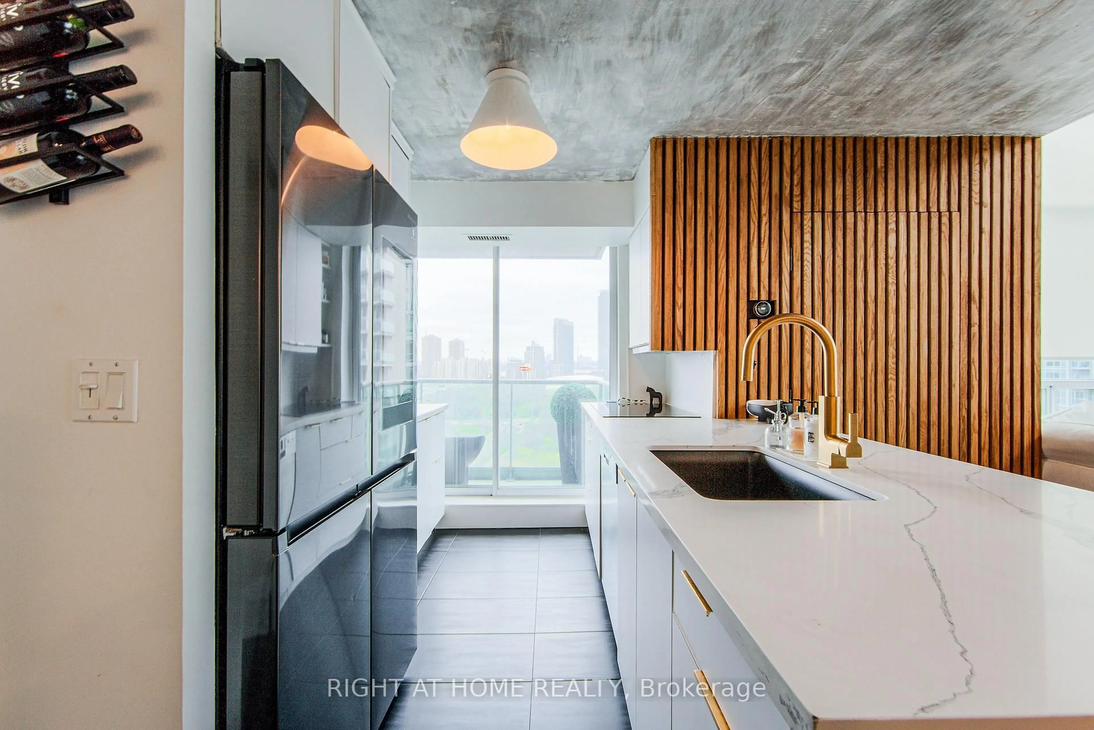 Contemporary kitchen, cement floor for 250 Manitoba St #728, Toronto Ontario M8Y 4G8