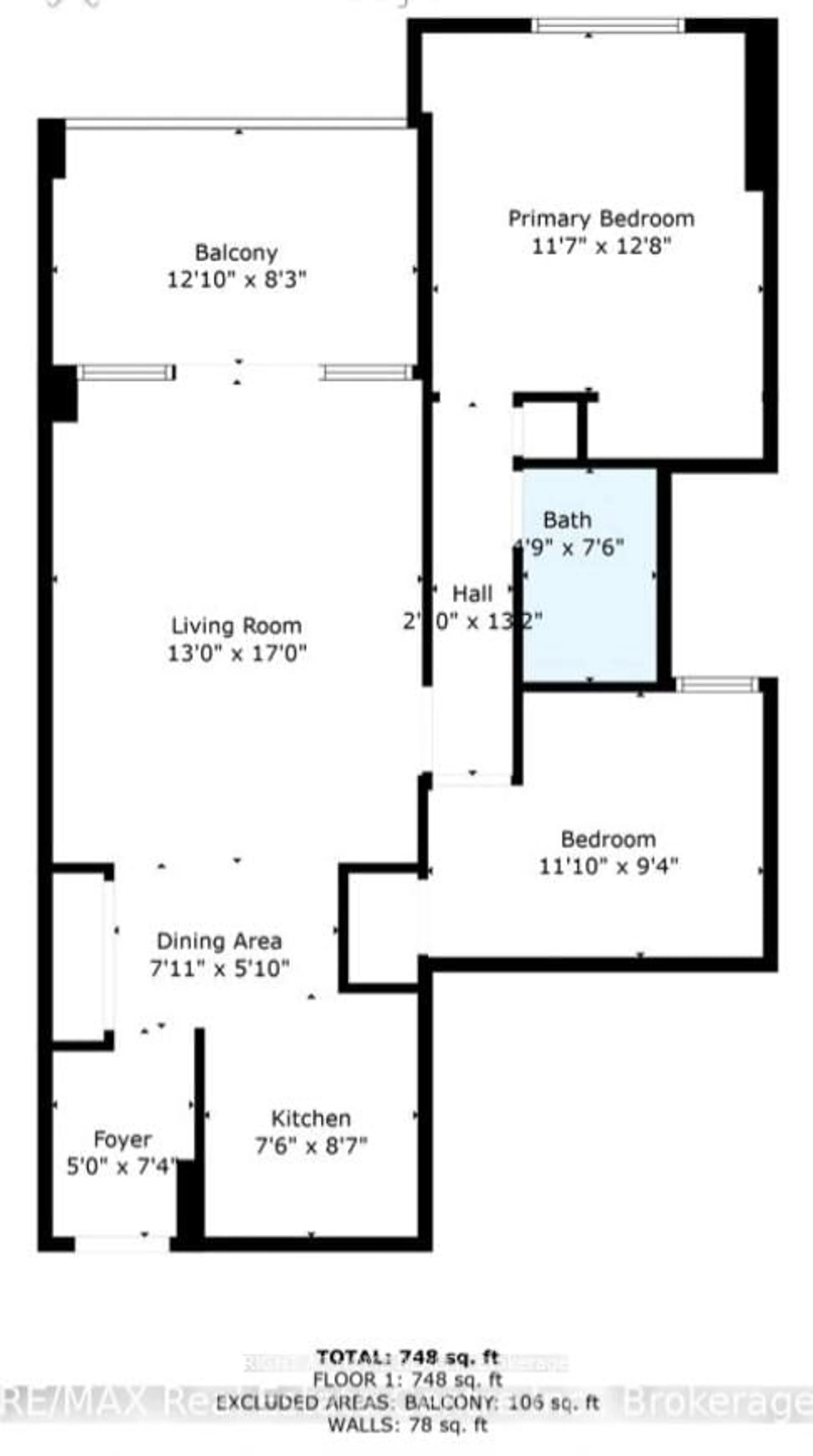 Floor plan for 975 Warwick Crt #1706, Burlington Ontario L7T 3Z7