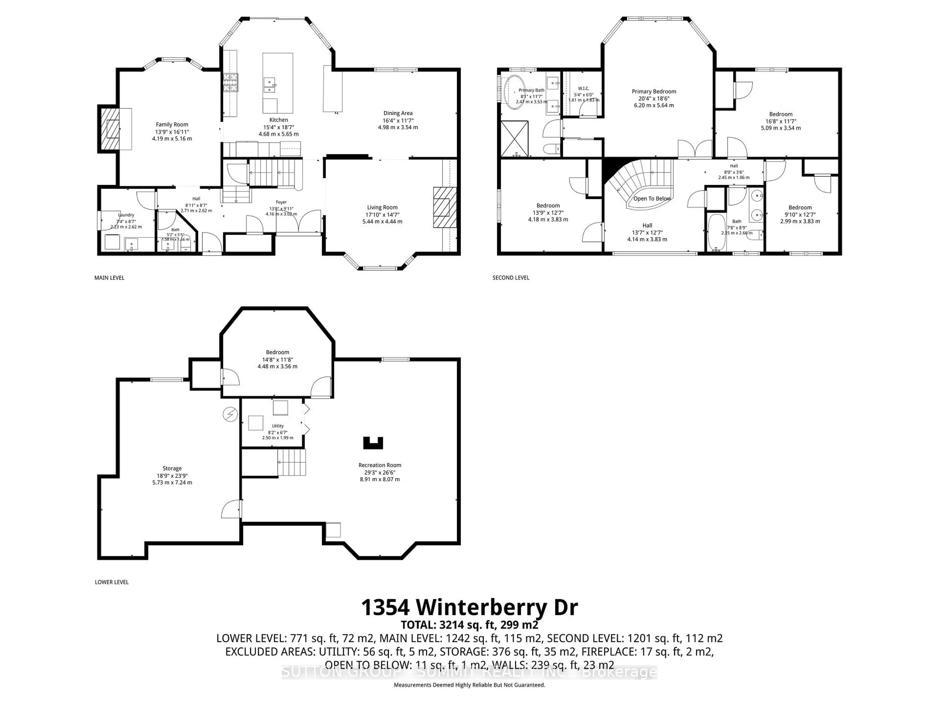 Floor plan for 1354 Winterberry Dr, Burlington Ontario L7P 4T8