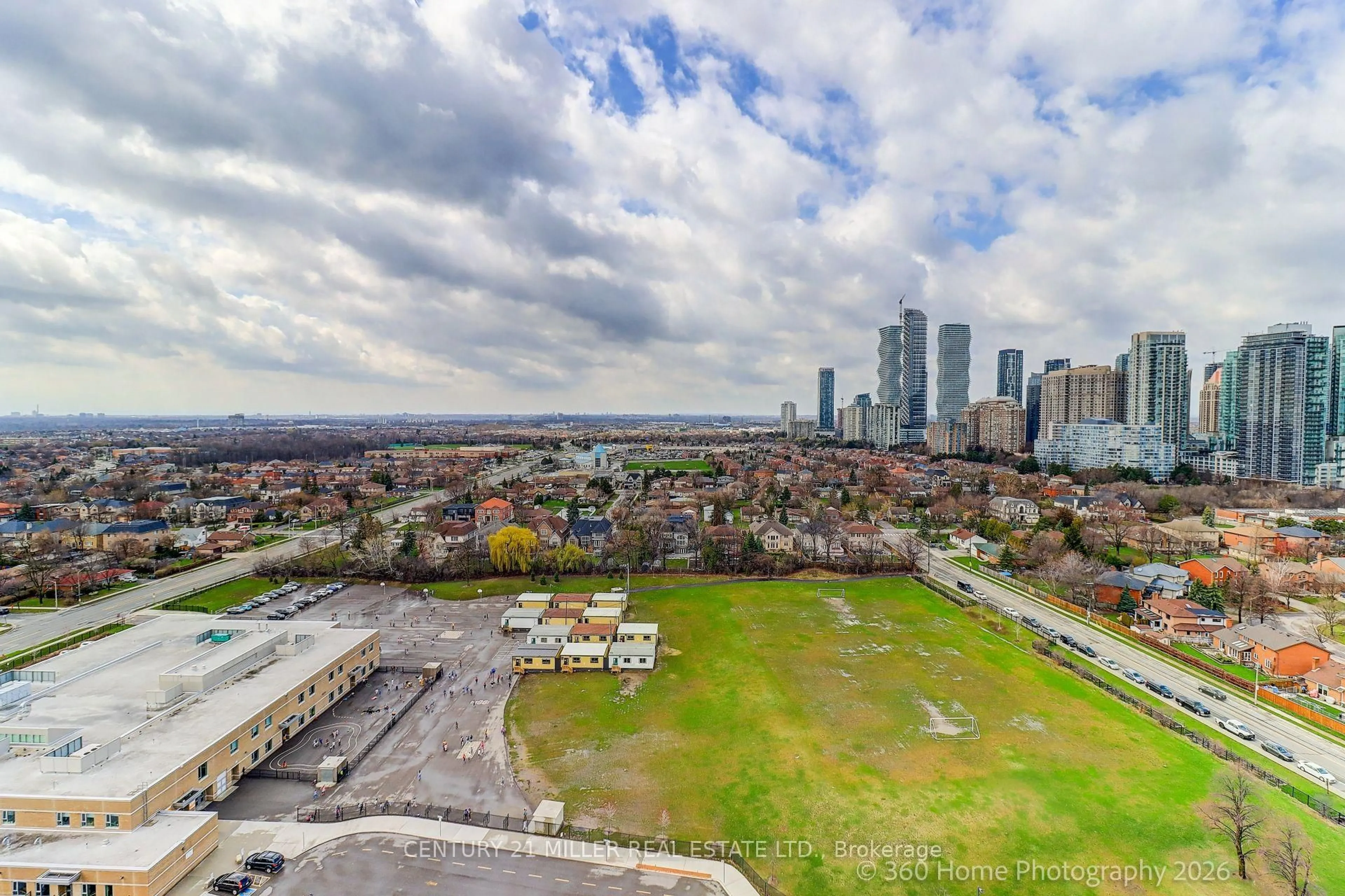 A pic from outside/outdoor area/front of a property/back of a property/a pic from drone, city buildings view from balcony for 3525 Kariya Dr #2306, Mississauga Ontario L5B 0C2
