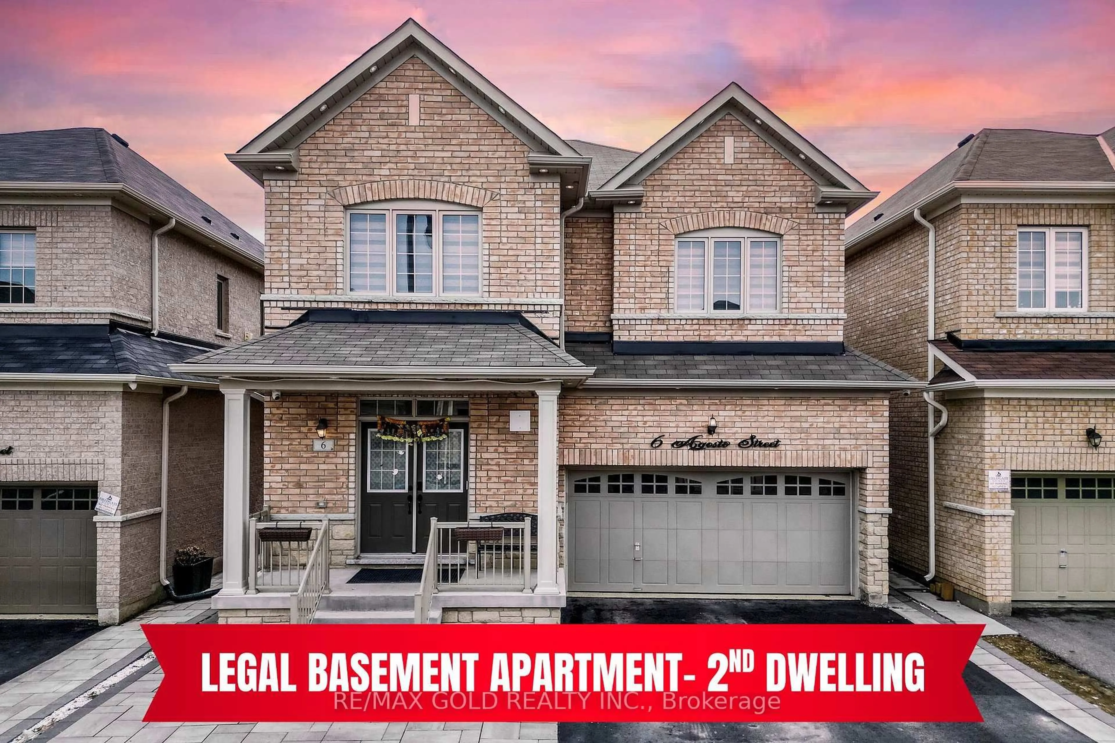 Home with brick exterior material, street for 6 Agosto St, Brampton Ontario L7A 5B1