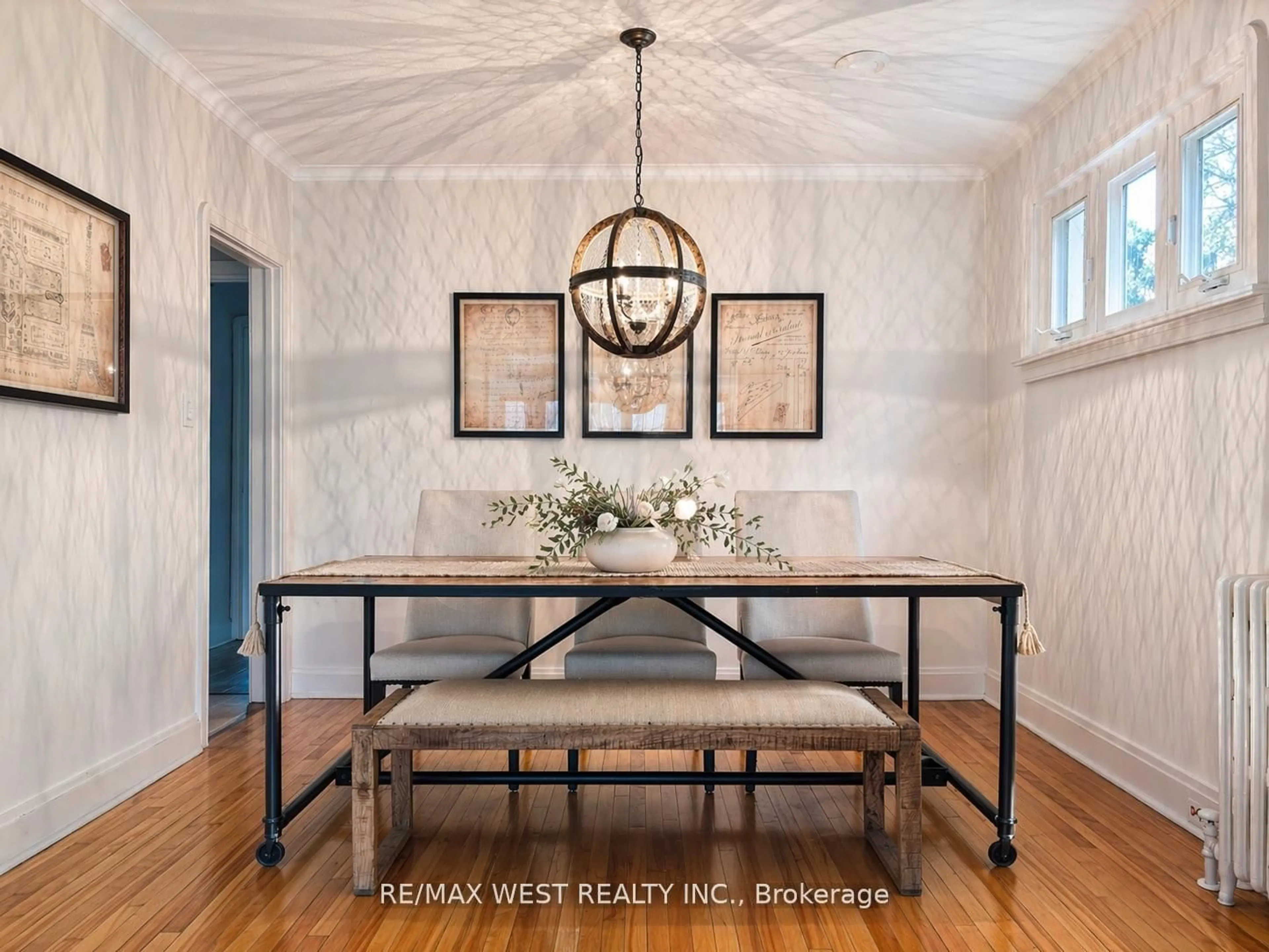 Dining room, wood/laminate floor for 3 Glenroy Ave, Toronto Ontario M8Y 2L9