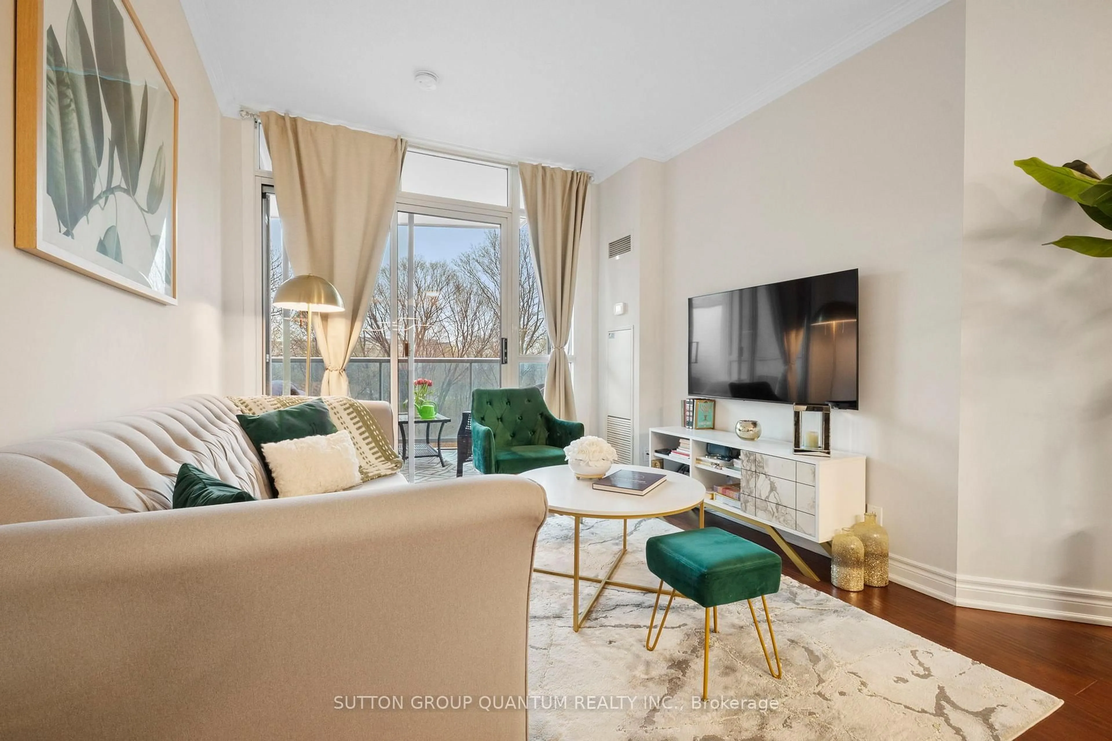 Living room with furniture, unknown for 90 Absolute Ave #302, Mississauga Ontario L4Z 0A3