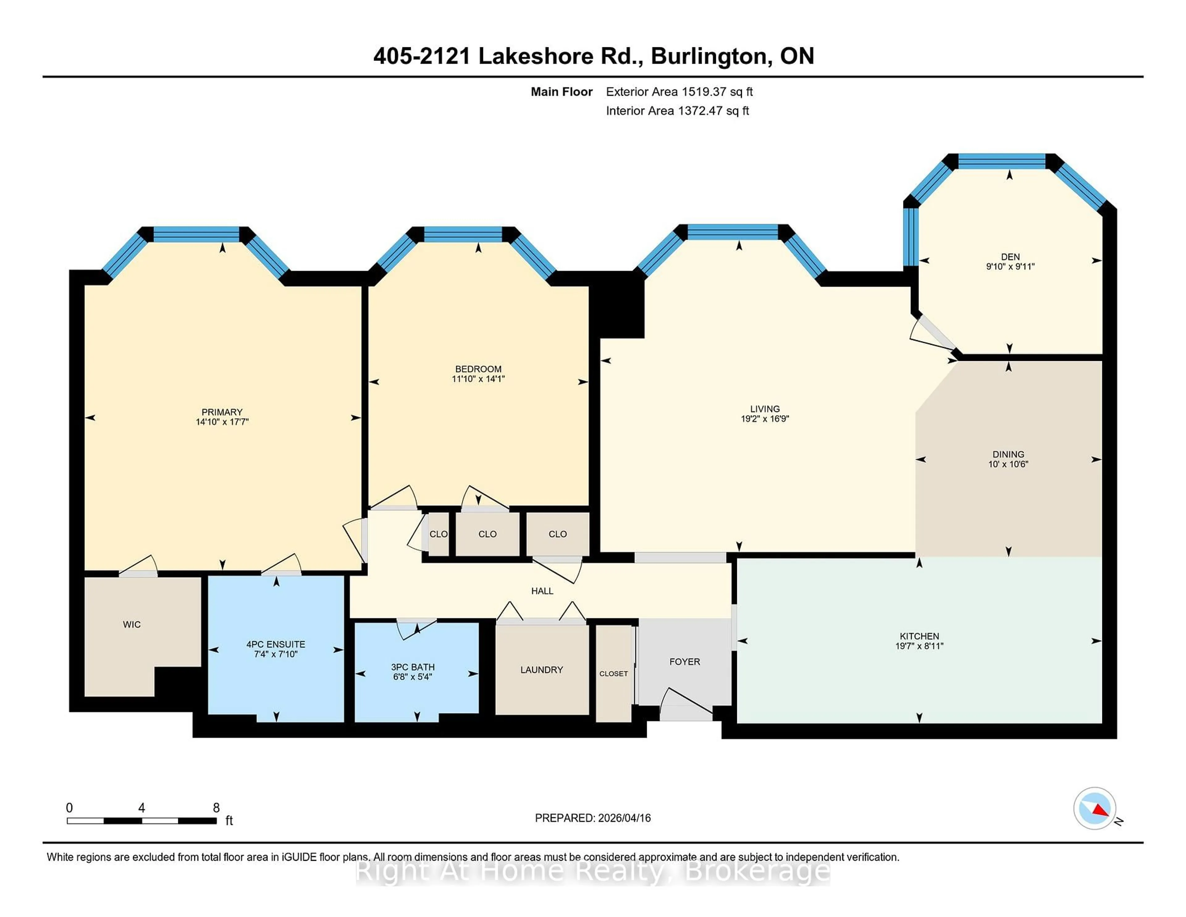 Floor plan for 2121 Lakeshore Rd #405, Burlington Ontario L7R 1C9