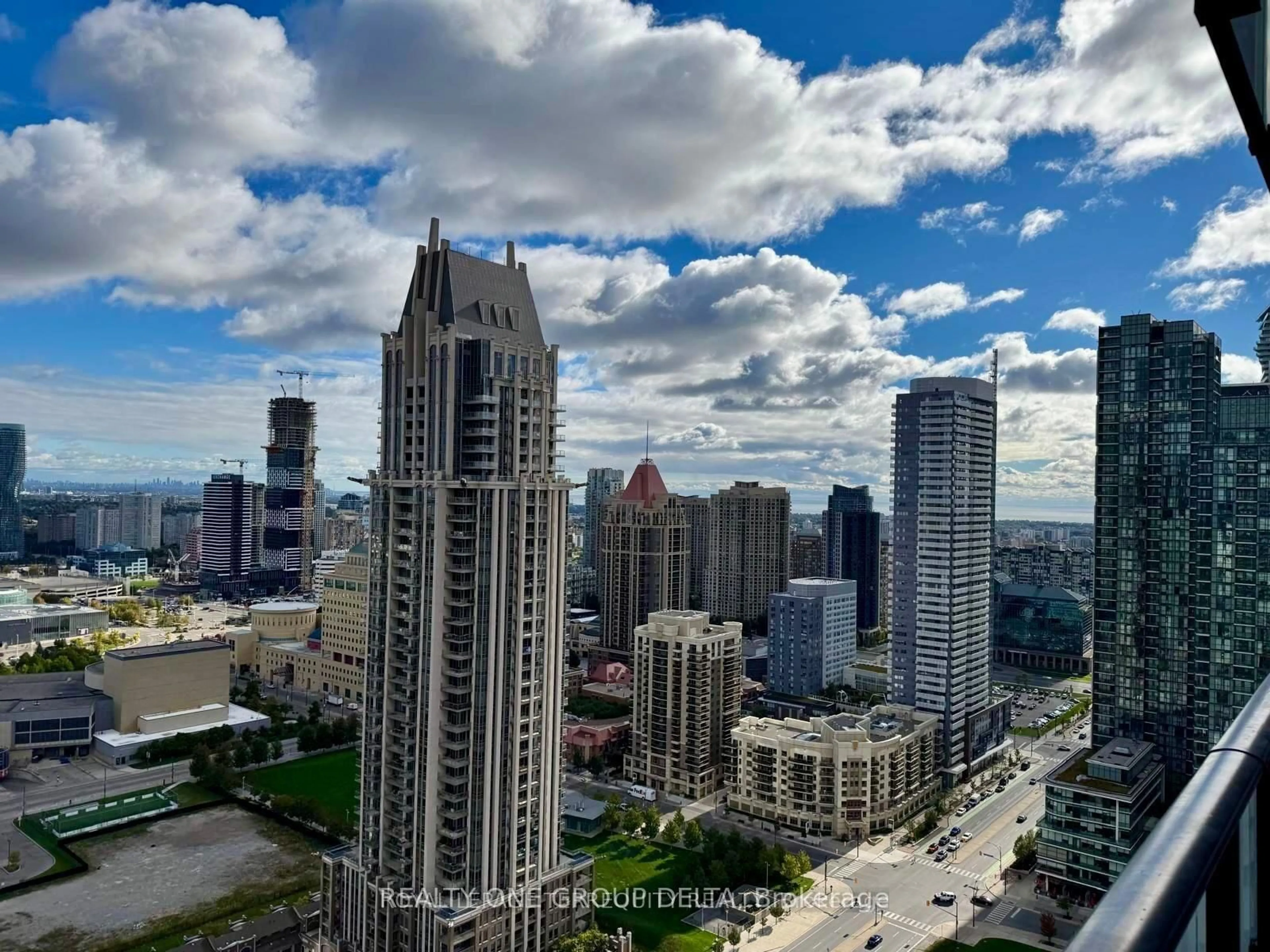 A pic from outside/outdoor area/front of a property/back of a property/a pic from drone, city buildings view from balcony for 4130 Parkside Village Dr #502, Mississauga Ontario L5B 3M8