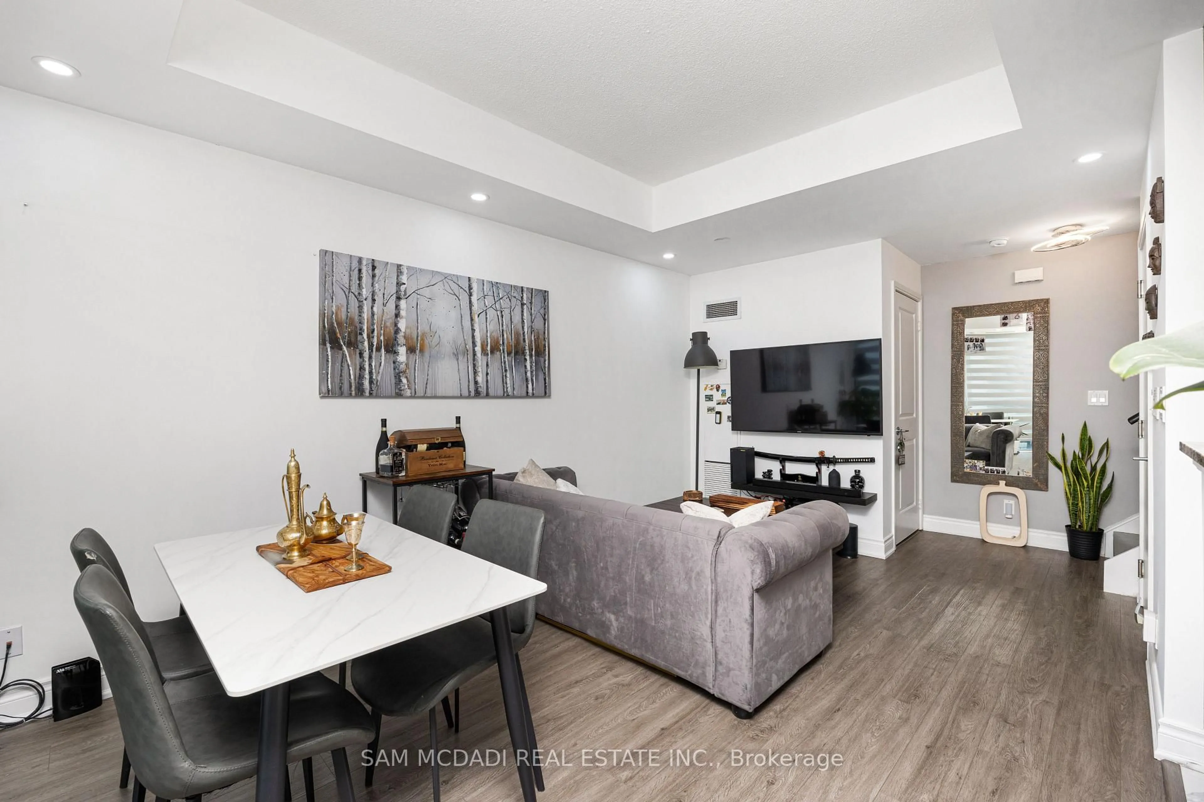 Living room with furniture, unknown for 90 Absolute Ave #Th119, Mississauga Ontario L4Z 0A1