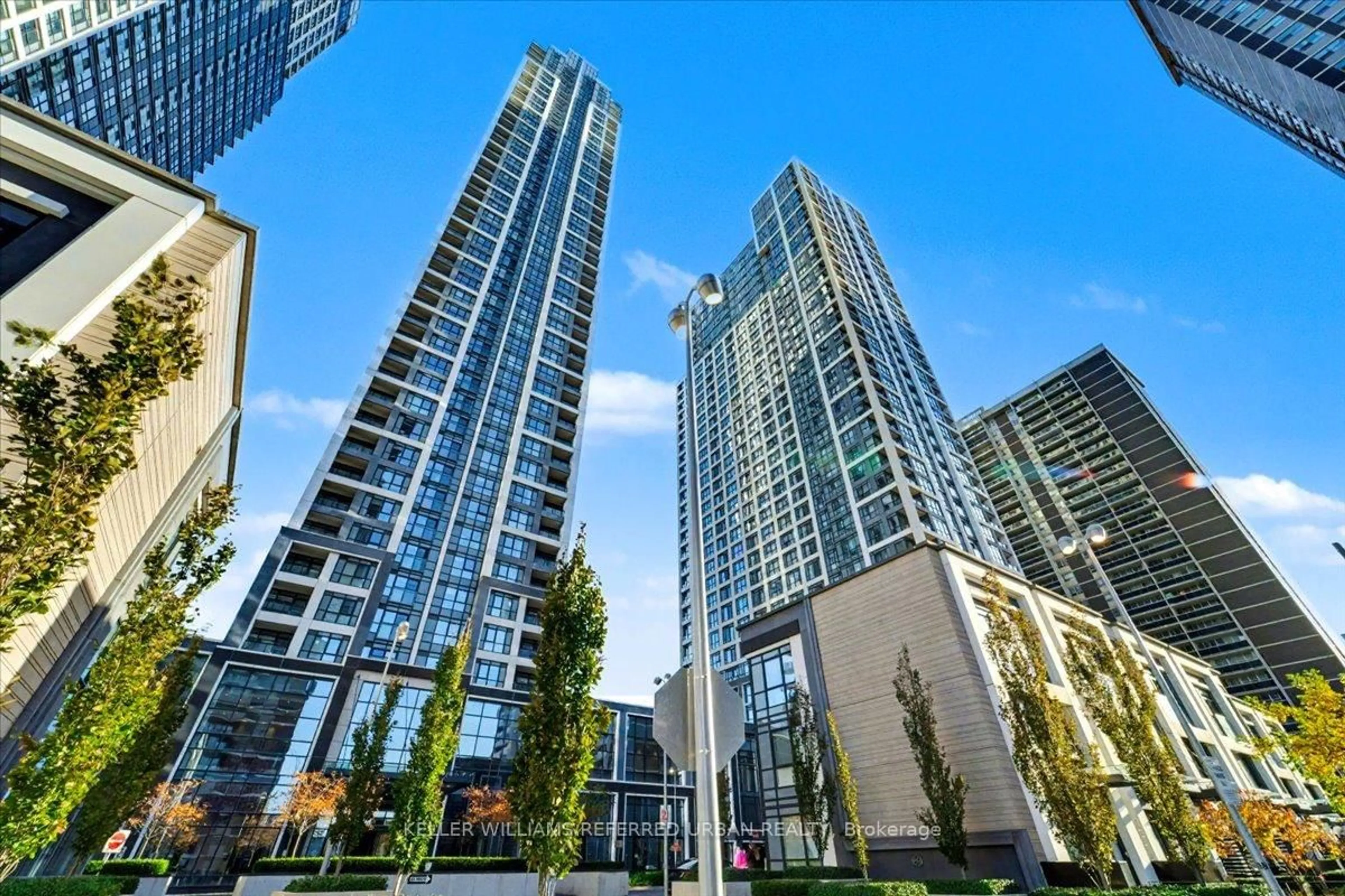 Patio, city buildings view from balcony for 7 Mabelle Ave #1309, Toronto Ontario M9A 0C9