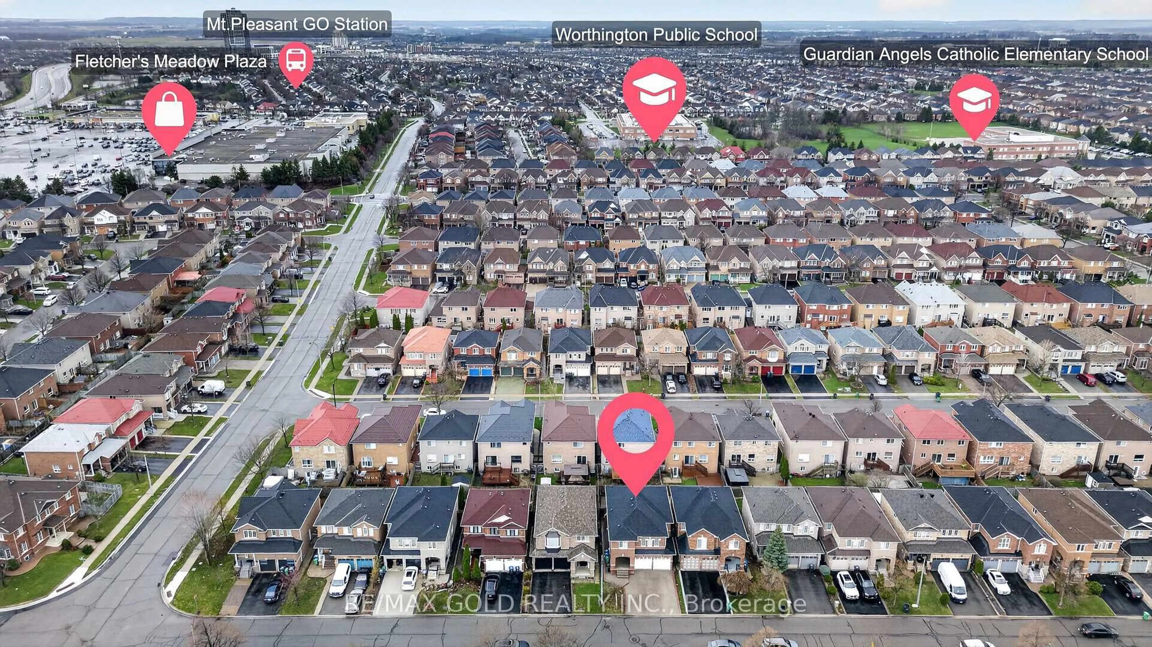 A pic from outside/outdoor area/front of a property/back of a property/a pic from drone, street for 12 Linderwood Dr, Brampton Ontario L7A 1R7