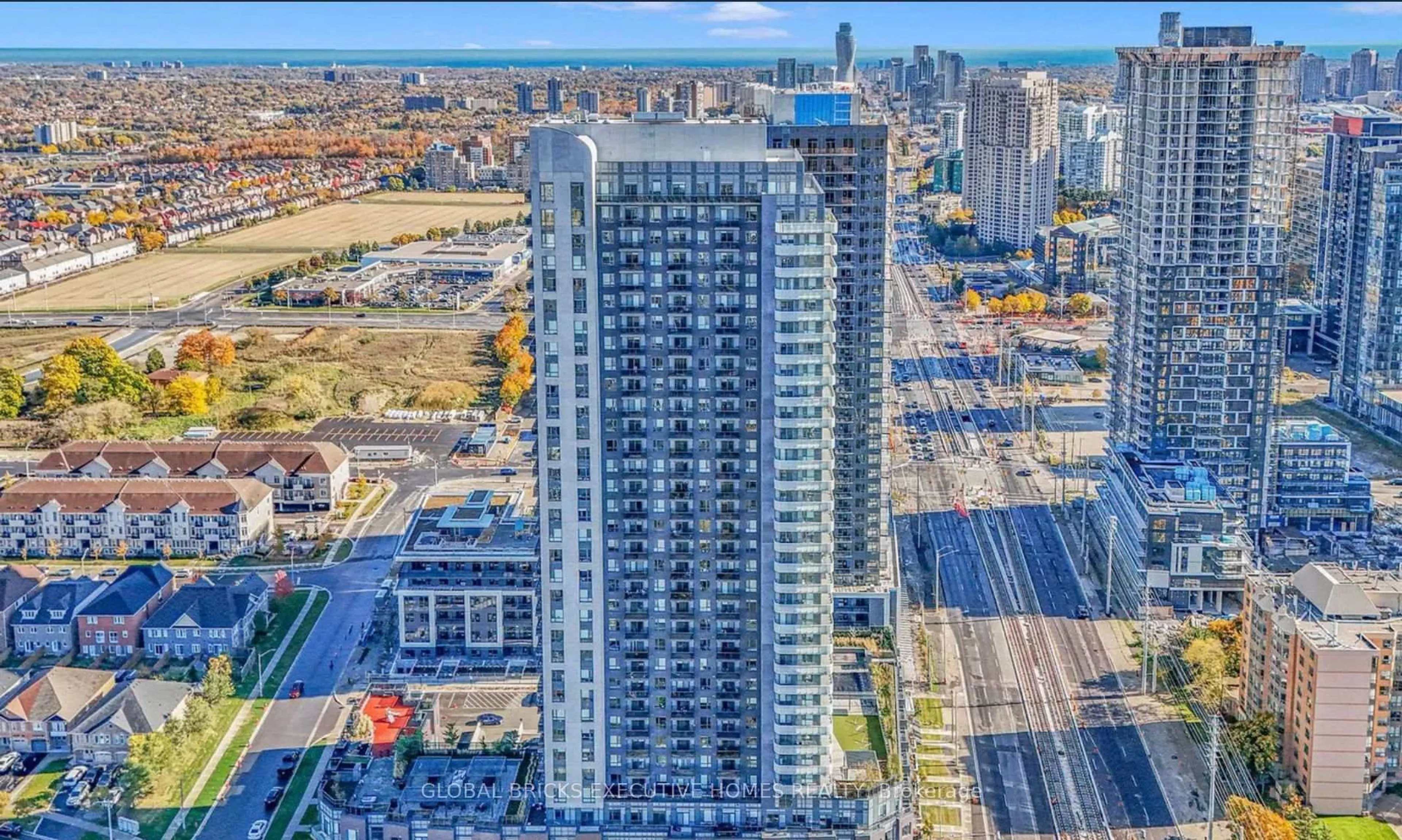A pic from outside/outdoor area/front of a property/back of a property/a pic from drone, city buildings view from balcony for 8 Nahani Way #1106, Mississauga Ontario L4Z 0C6