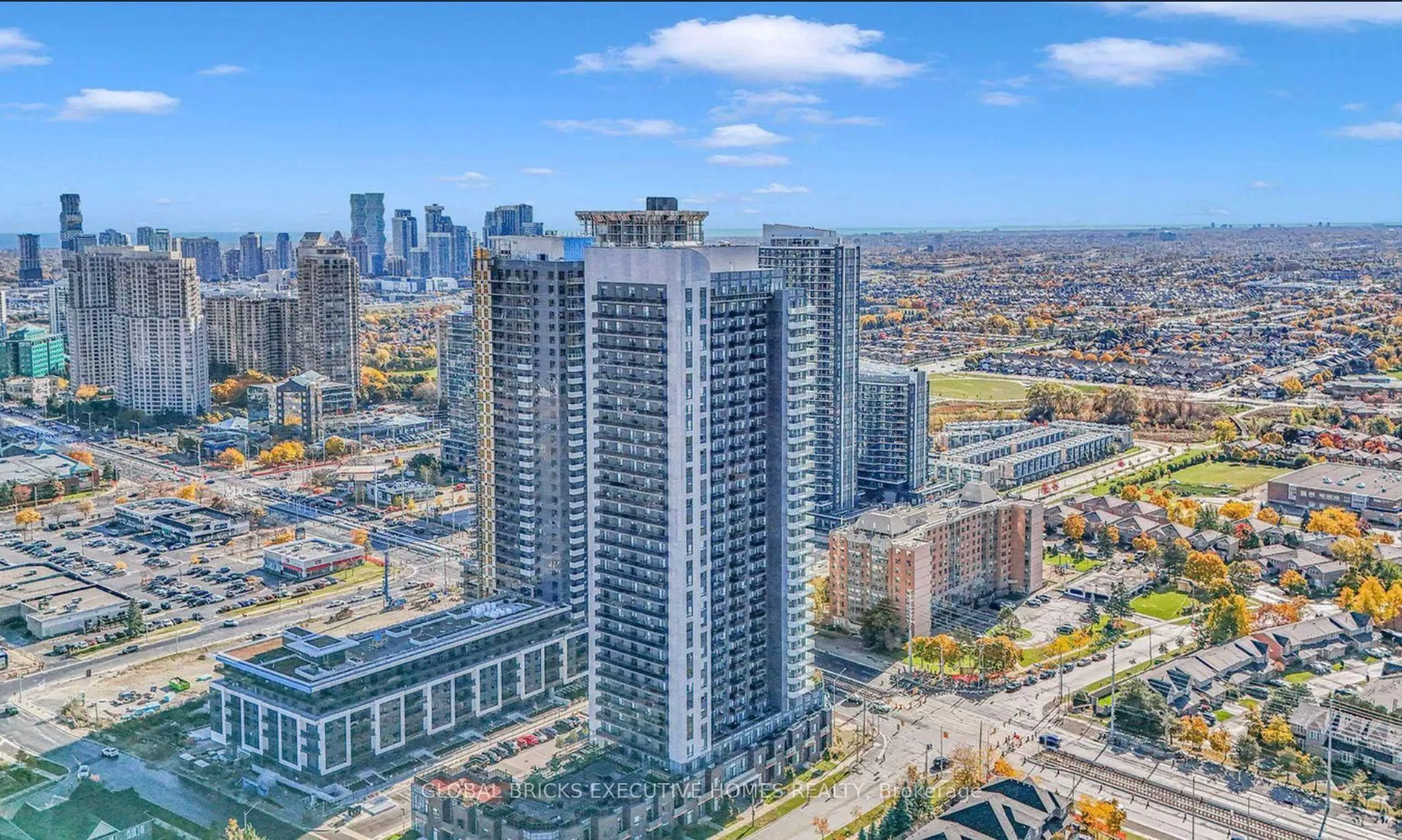 A pic from outside/outdoor area/front of a property/back of a property/a pic from drone, city buildings view from balcony for 8 Nahani Way #1106, Mississauga Ontario L4Z 0C6