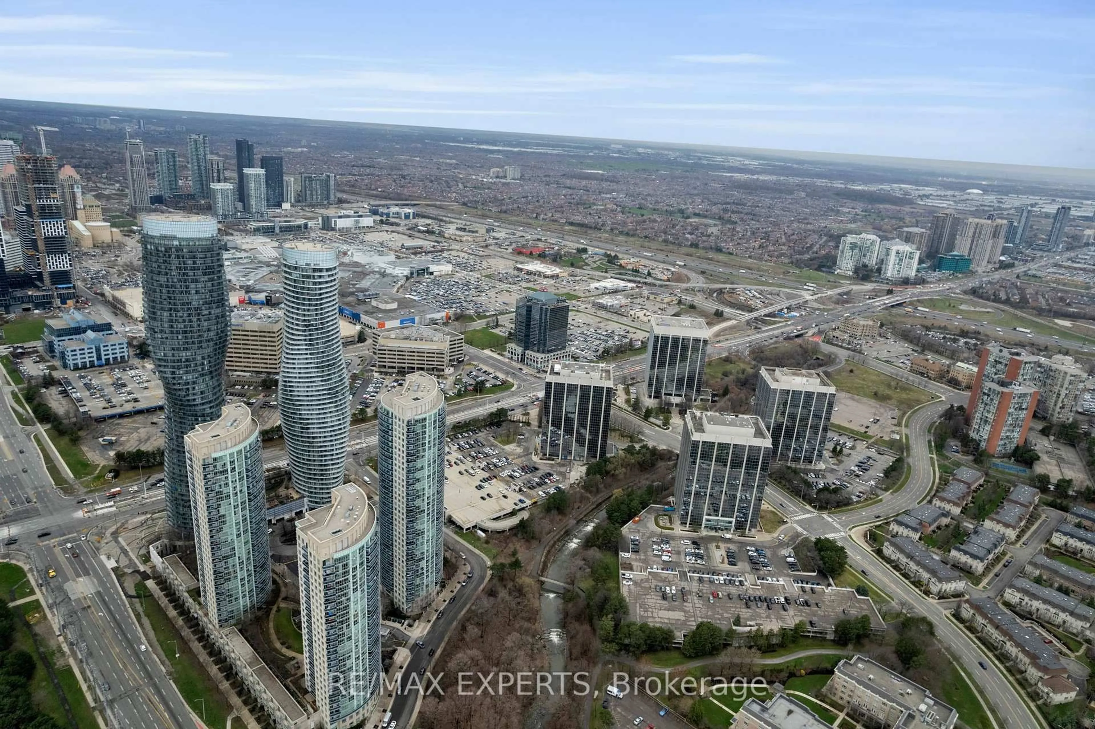A pic from outside/outdoor area/front of a property/back of a property/a pic from drone, city buildings view from balcony for 80 Absolute Ave #2111, Mississauga Ontario L4Z 0A4