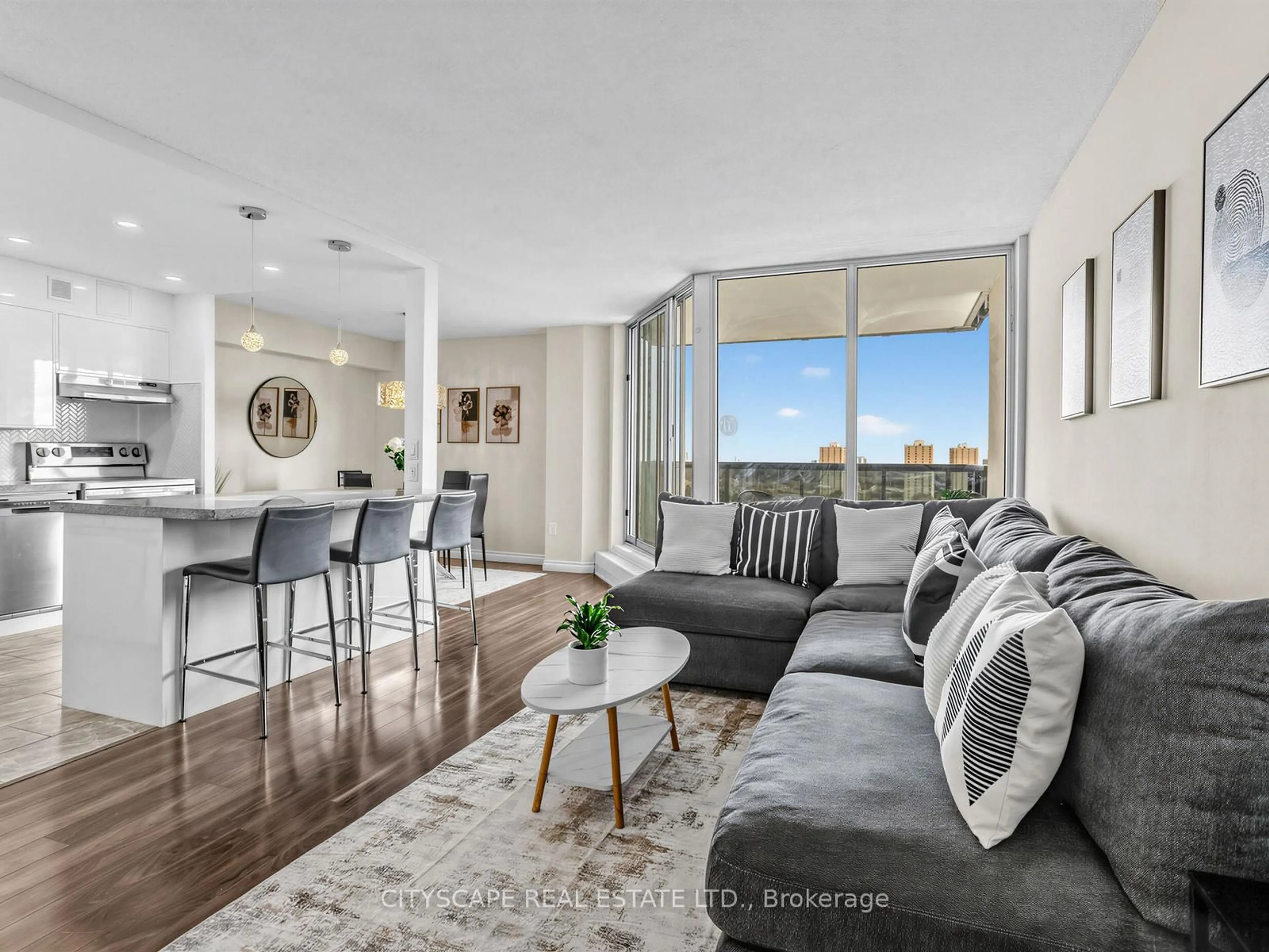 Living room with furniture, unknown for 420 Mill Rd #1702, Toronto Ontario M9C 1Z1