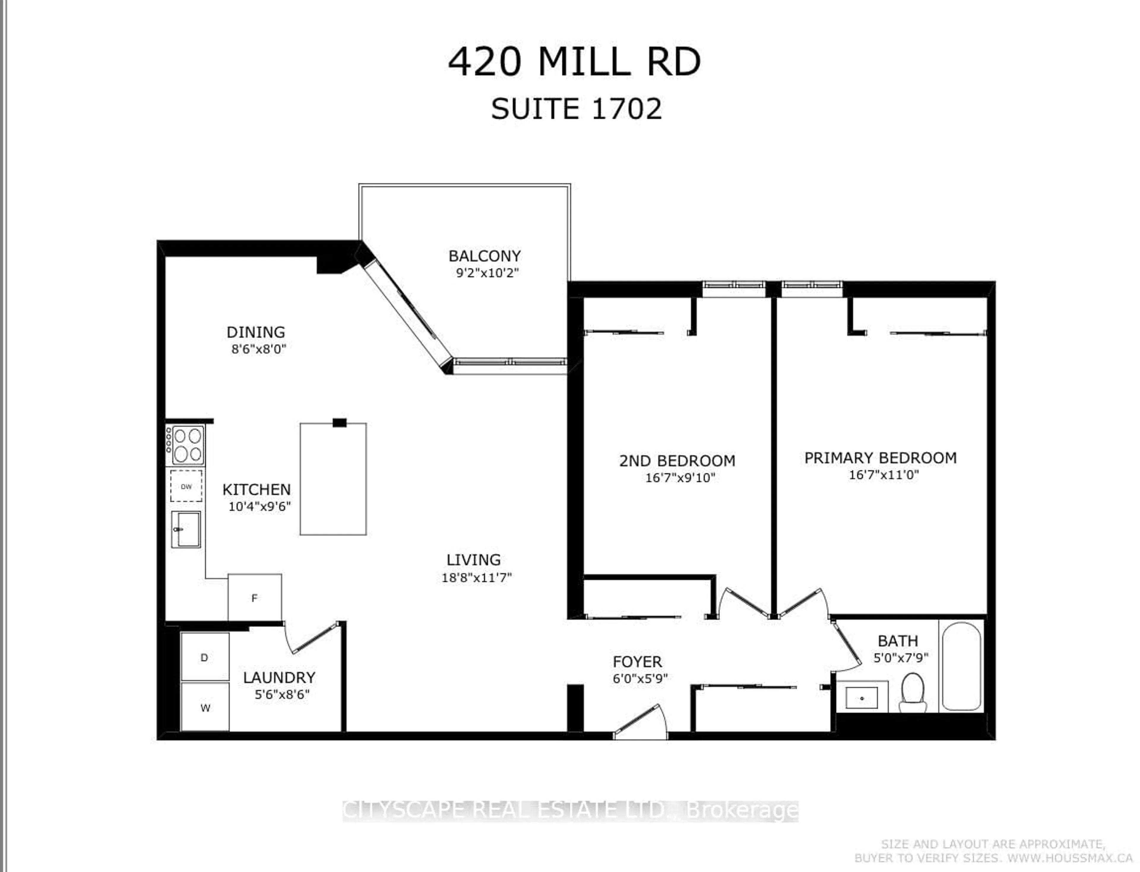 Floor plan for 420 Mill Rd #1702, Toronto Ontario M9C 1Z1