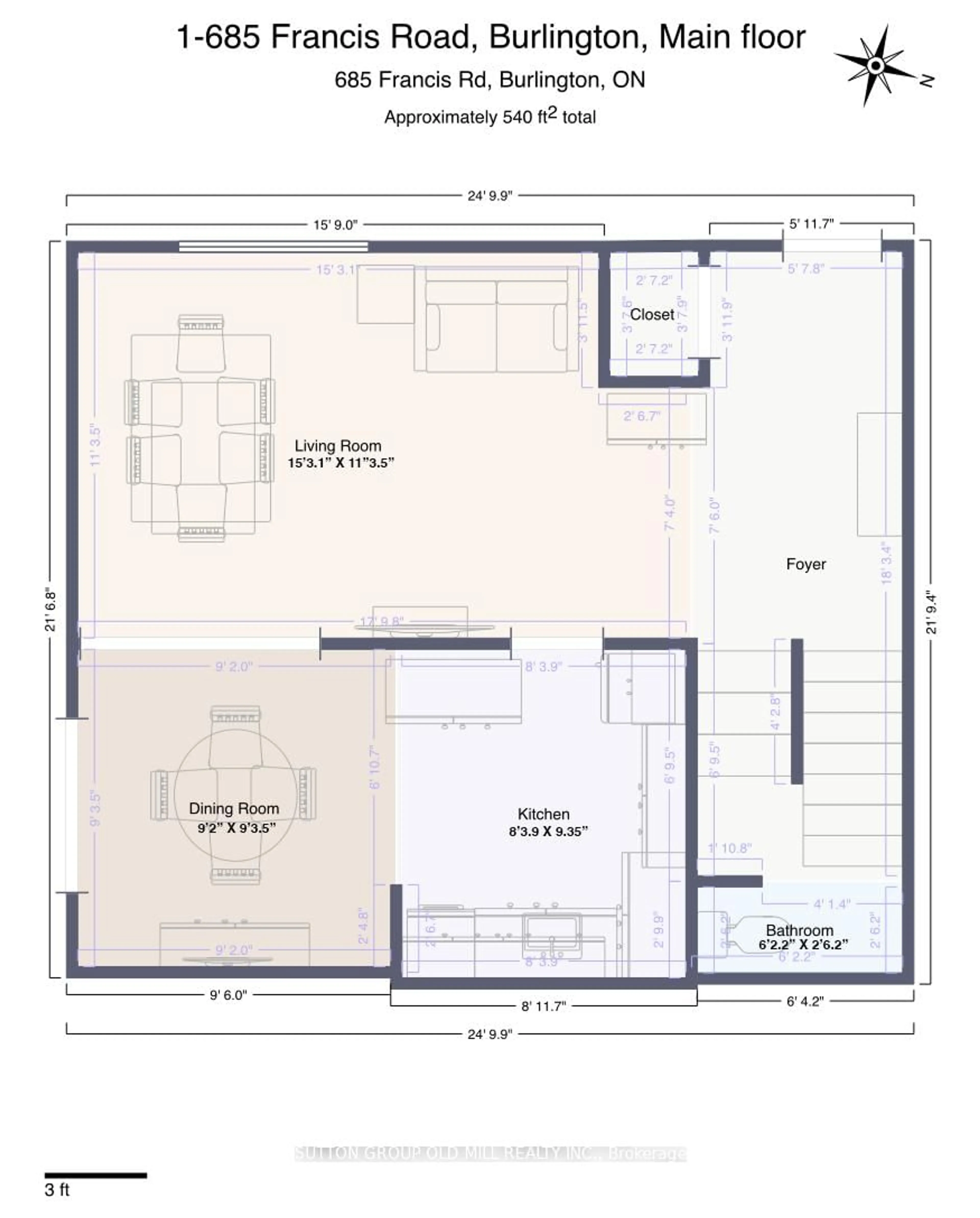 Floor plan for 685 Francis Rd #1, Burlington Ontario L7T 3X6