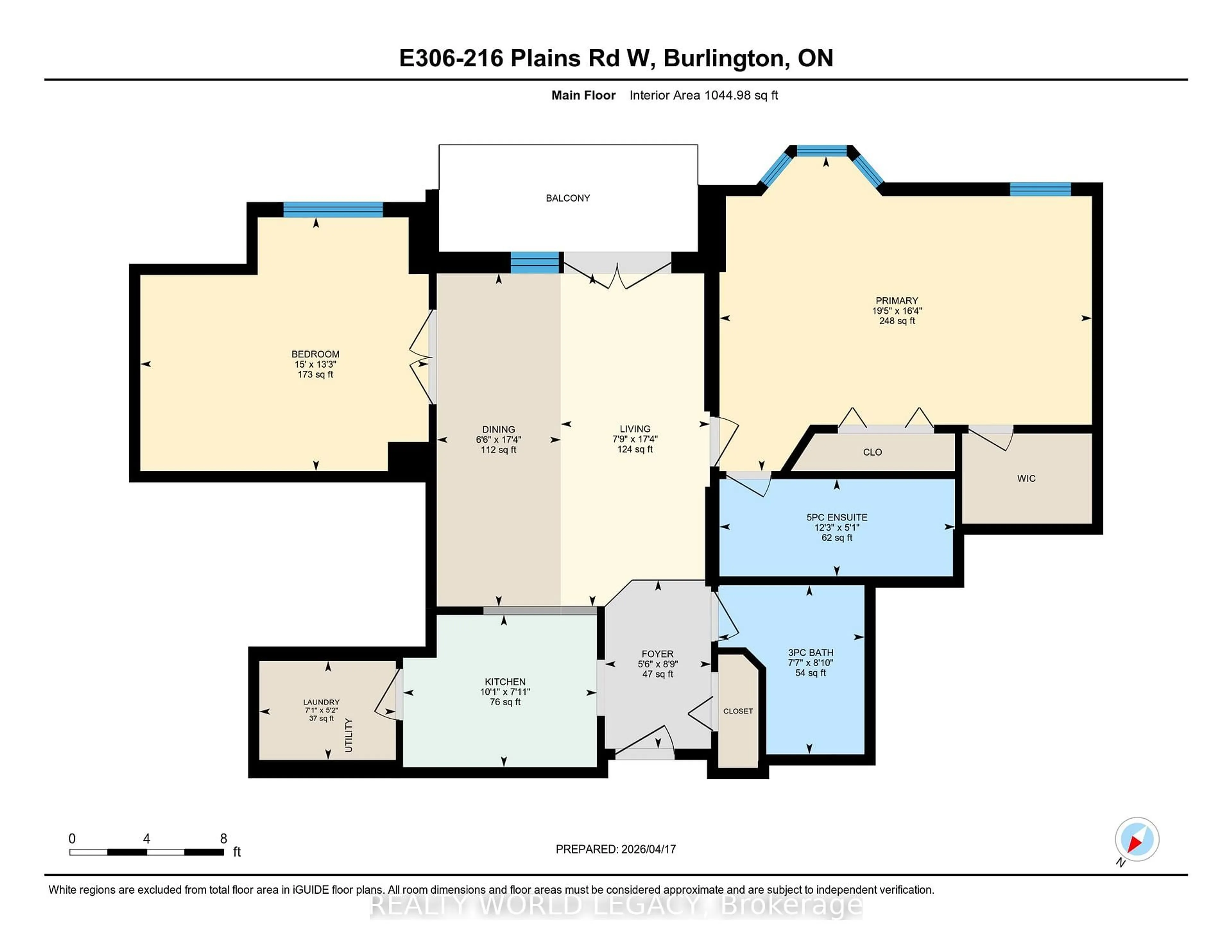 Floor plan for 216 Plains Rd #306E, Burlington Ontario L7T 4K8