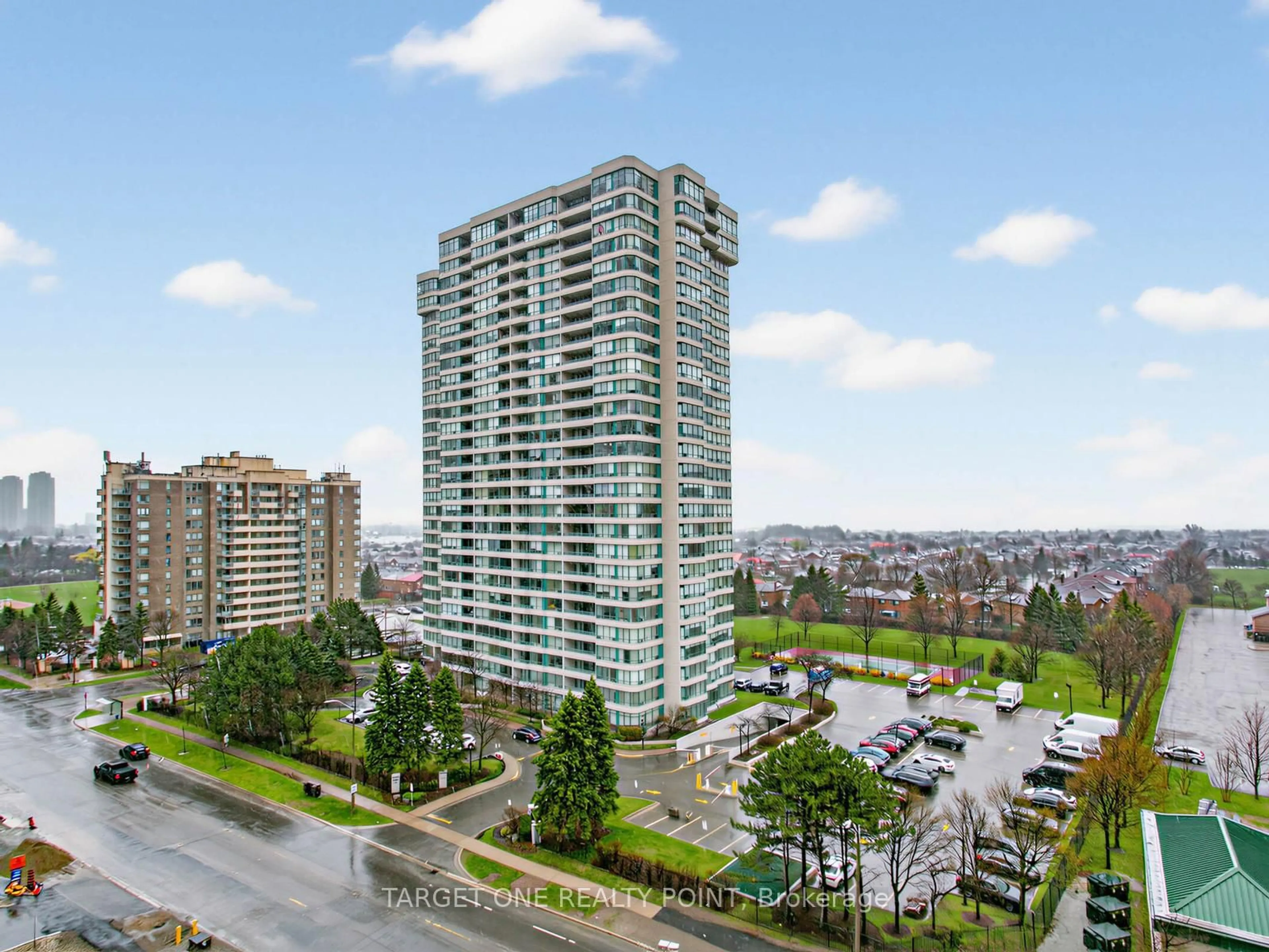A pic from outside/outdoor area/front of a property/back of a property/a pic from drone, city buildings view from balcony for 3975 Grand Park Dr #802, Mississauga Ontario L5B 0K4