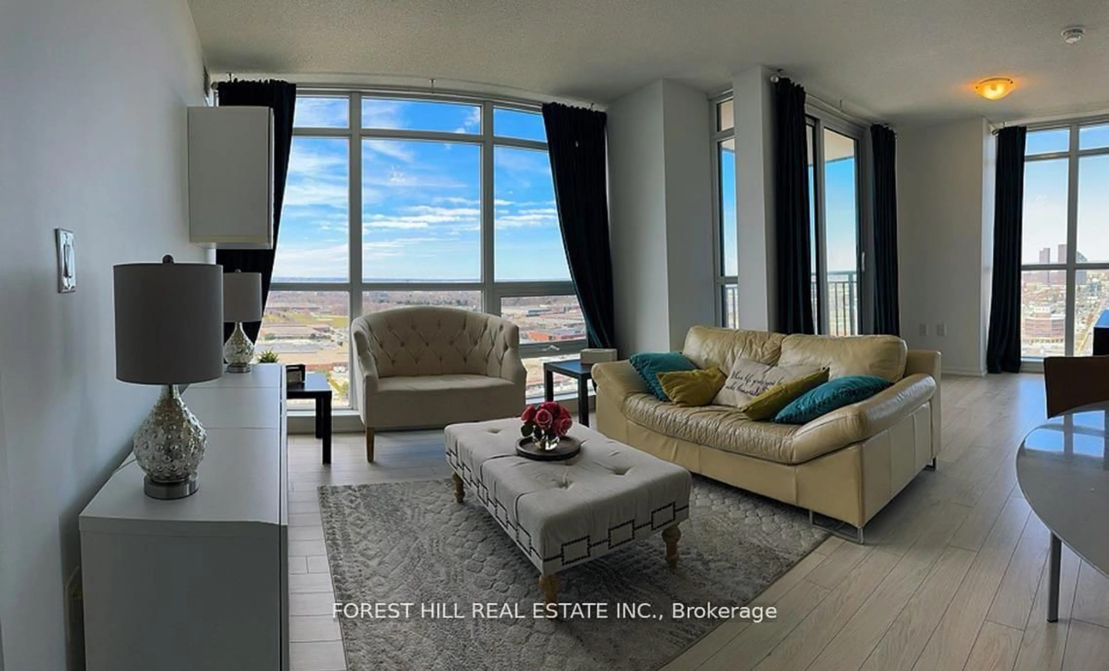 Living room with furniture, ceramic/tile floor for 830 Lawrence Ave #2502, Toronto Ontario M6A 1C3