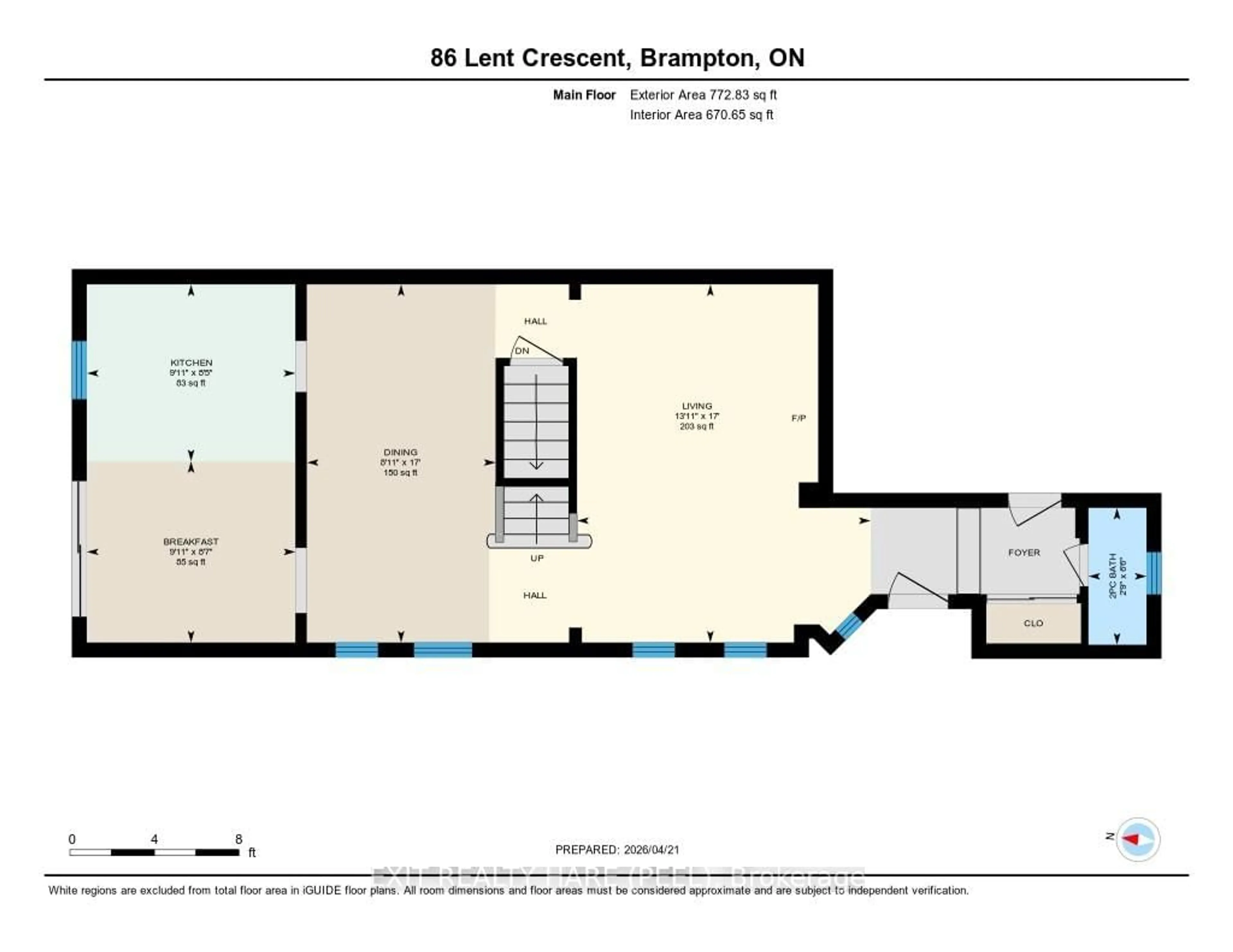 Floor plan for 86 Lent Cres, Brampton Ontario L6Y 4X7