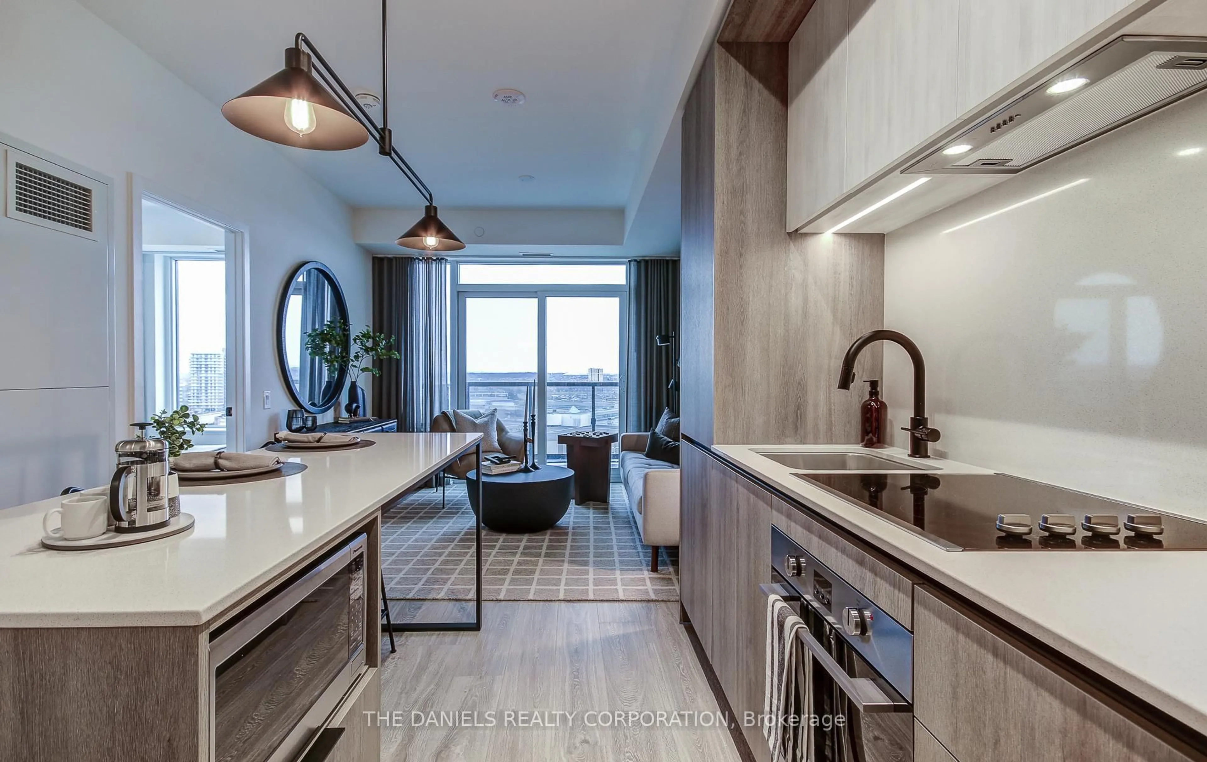 Open concept kitchen, ceramic/tile floor for 2495 Eglinton Ave #2705, Mississauga Ontario L5M 2T2