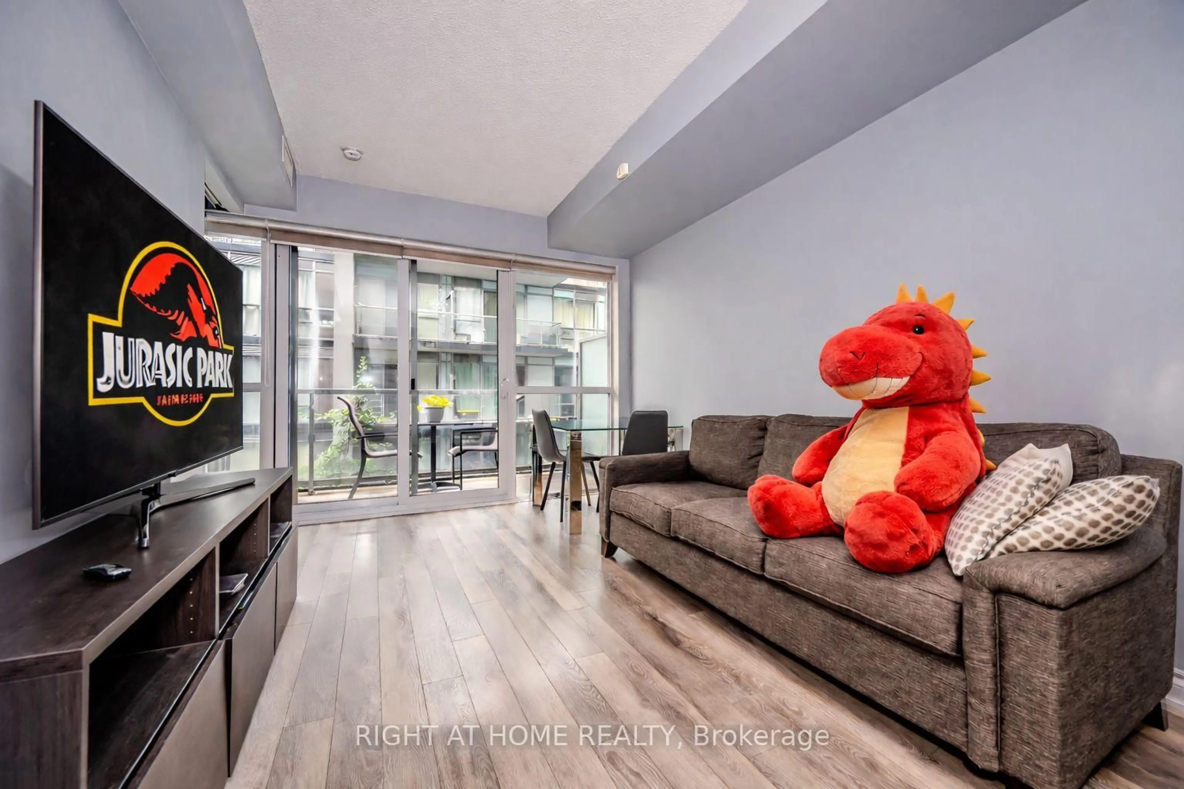 Living room with furniture, unknown for 15 James Finlay Way #917, Toronto Ontario M3M 0B3
