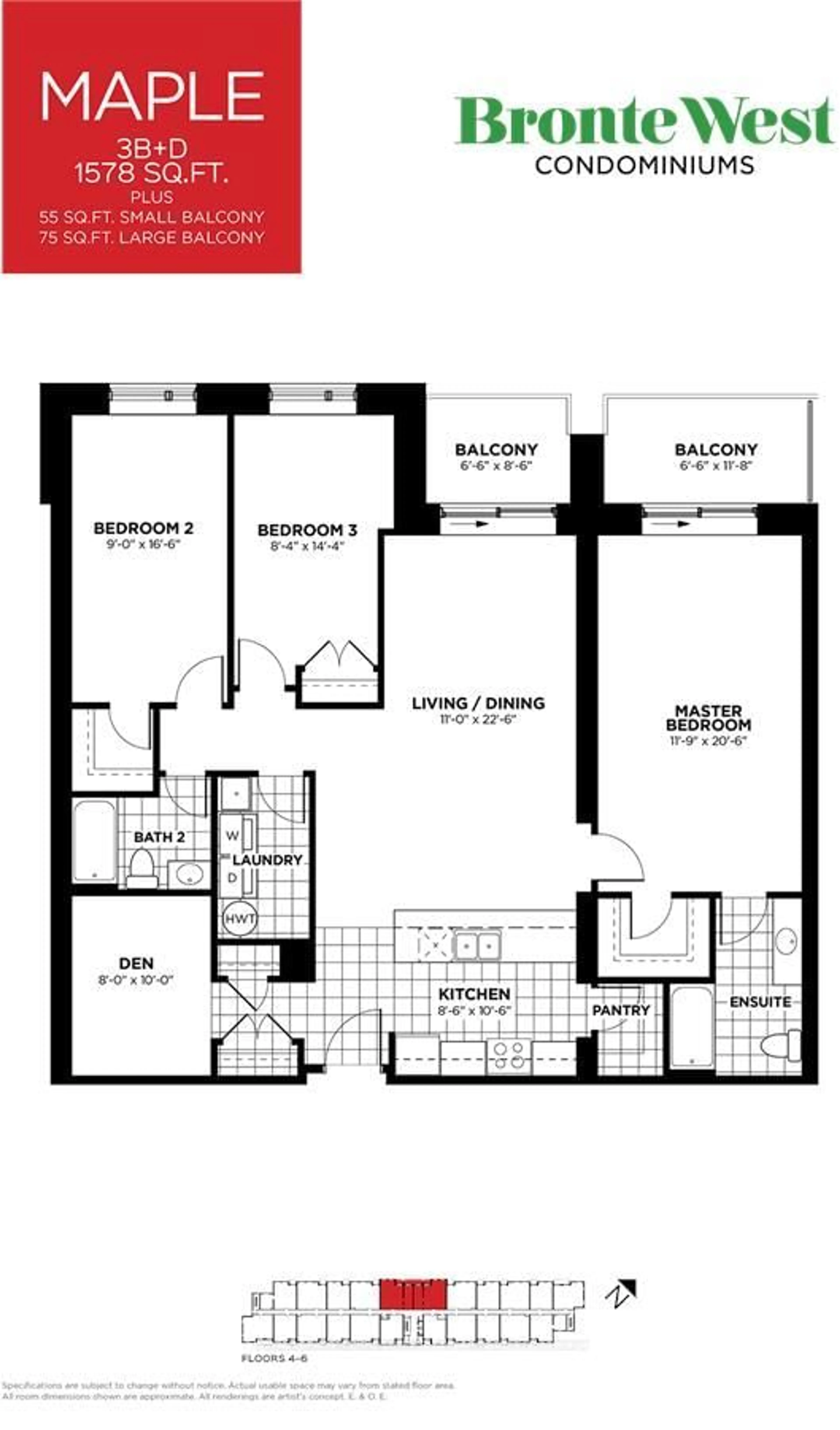Floor plan for 830 Megson Terr #621, Milton Ontario L9T 9M7