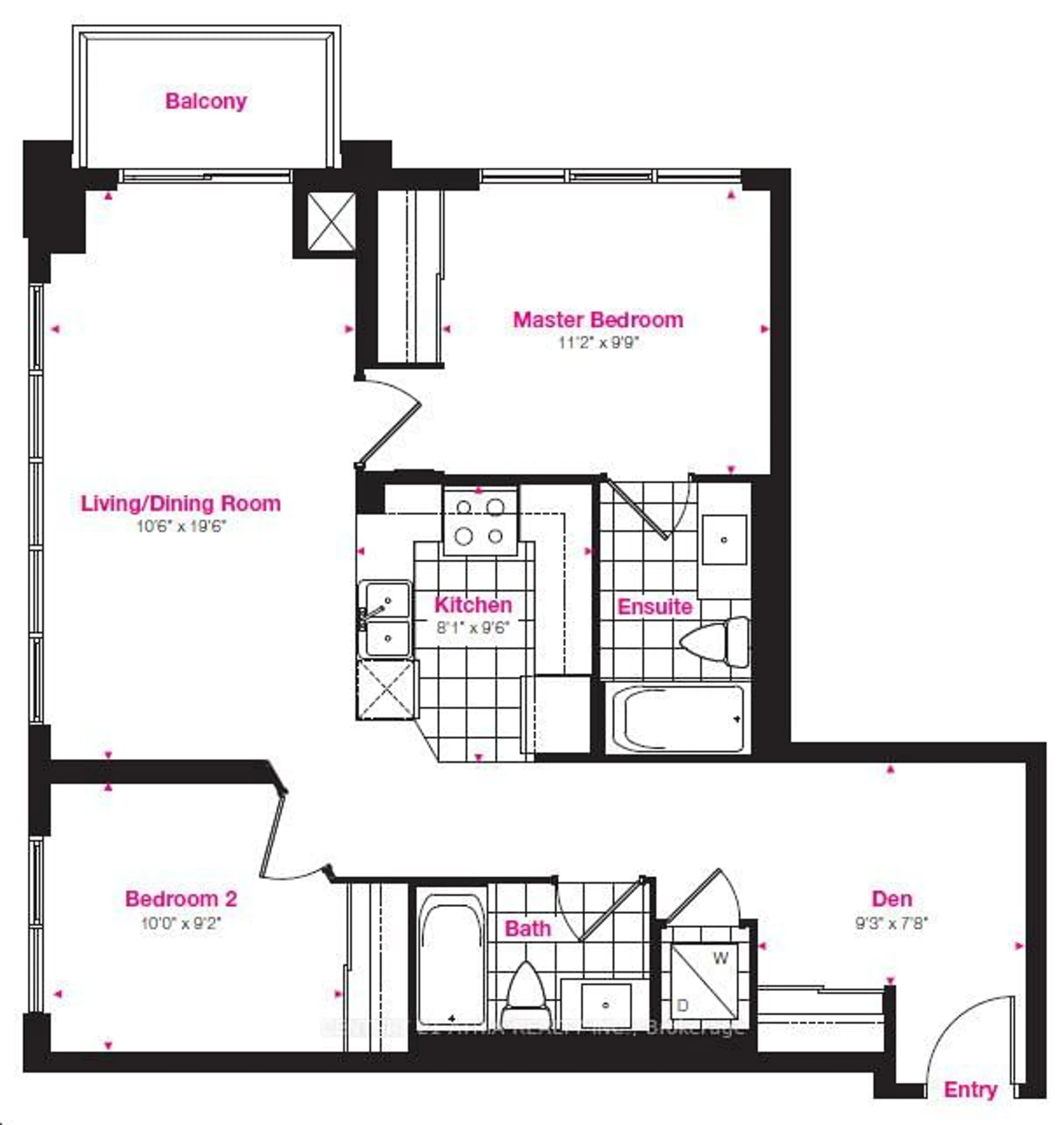 Floor plan for 5033 Four Springs Ave #2017, Mississauga Ontario L5R 0G6