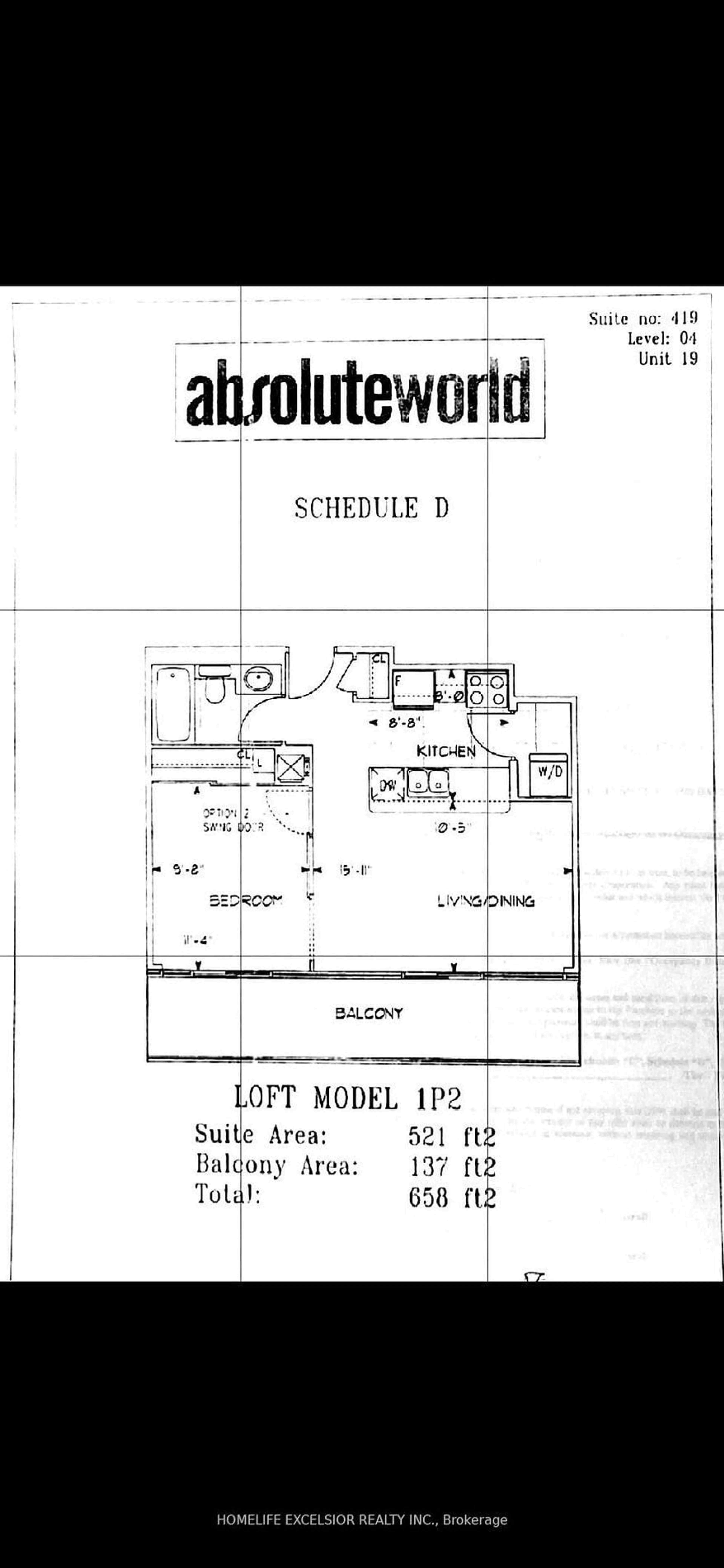 Floor plan for 4033 Hurontario St #419, Mississauga Ontario L4Z 0B8