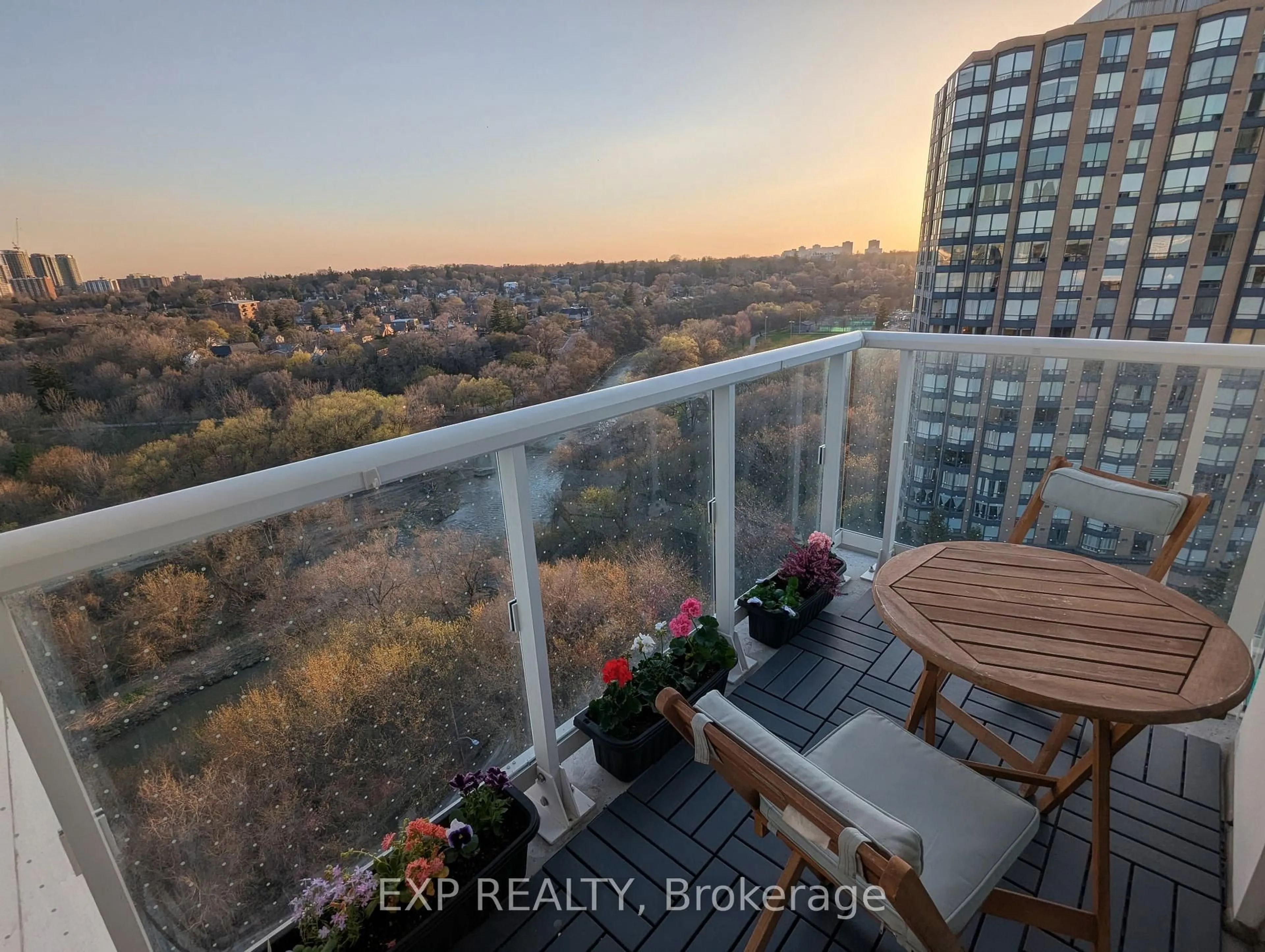 Balcony in the apartment, city buildings view from balcony for 10 Wilby Cres #1106, Toronto Ontario M9N 0B6