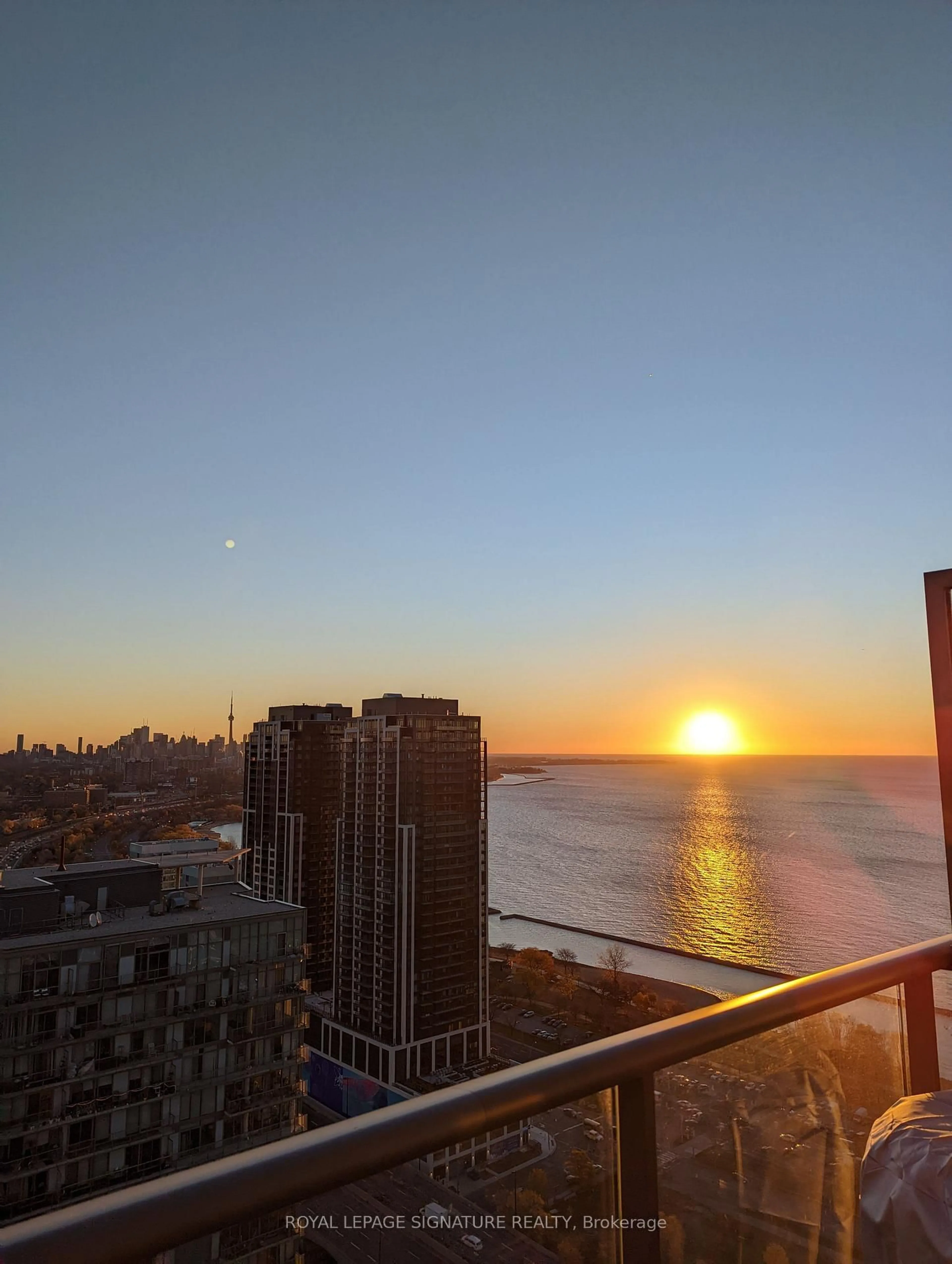 Balcony in the apartment, city buildings view from balcony for 105 The Queensway #3513, Toronto Ontario M6S 5B5