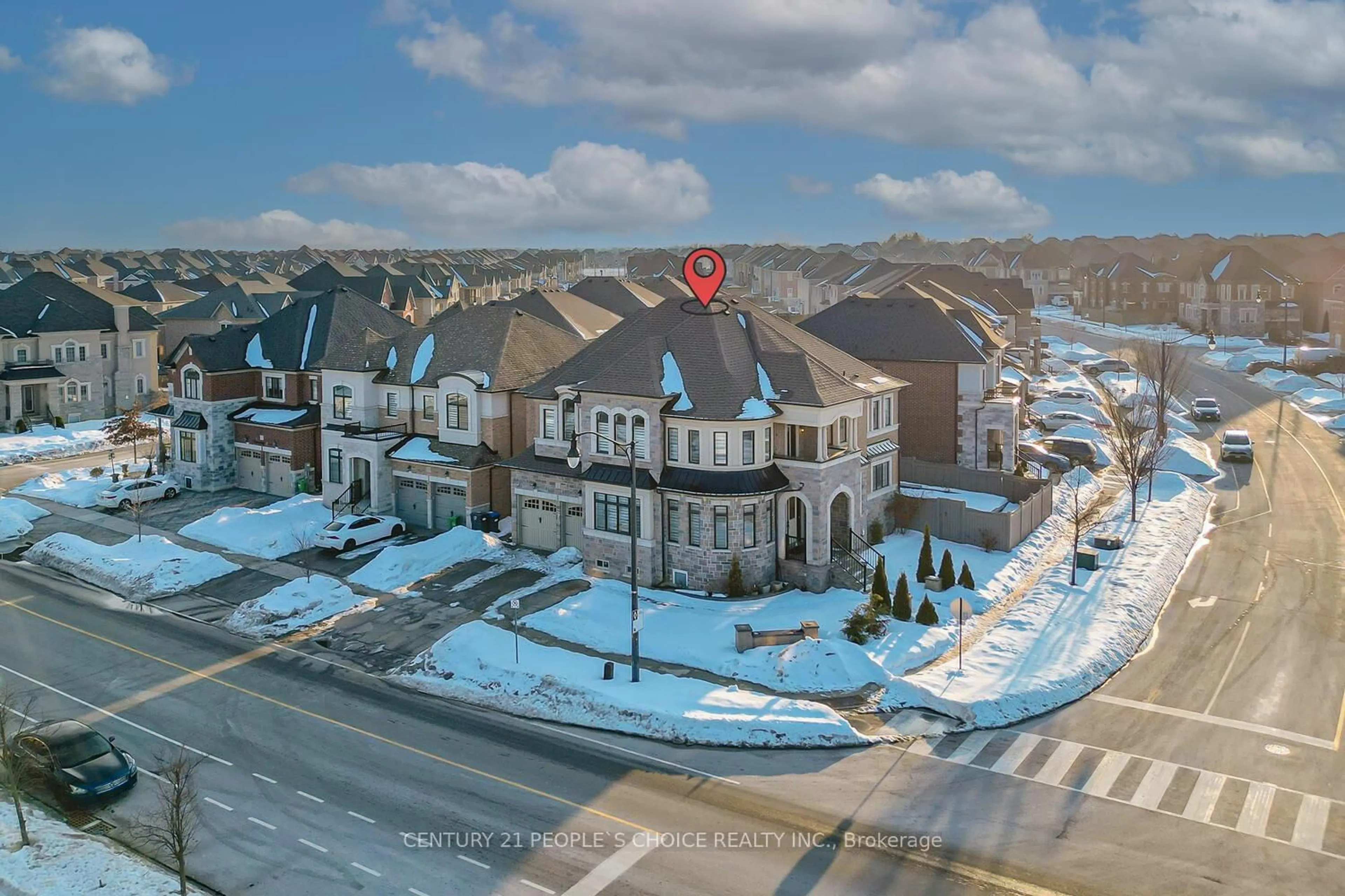 A pic from outside/outdoor area/front of a property/back of a property/a pic from drone, mountain view for 1 Carl Finlay Dr, Brampton Ontario L6P 4E2