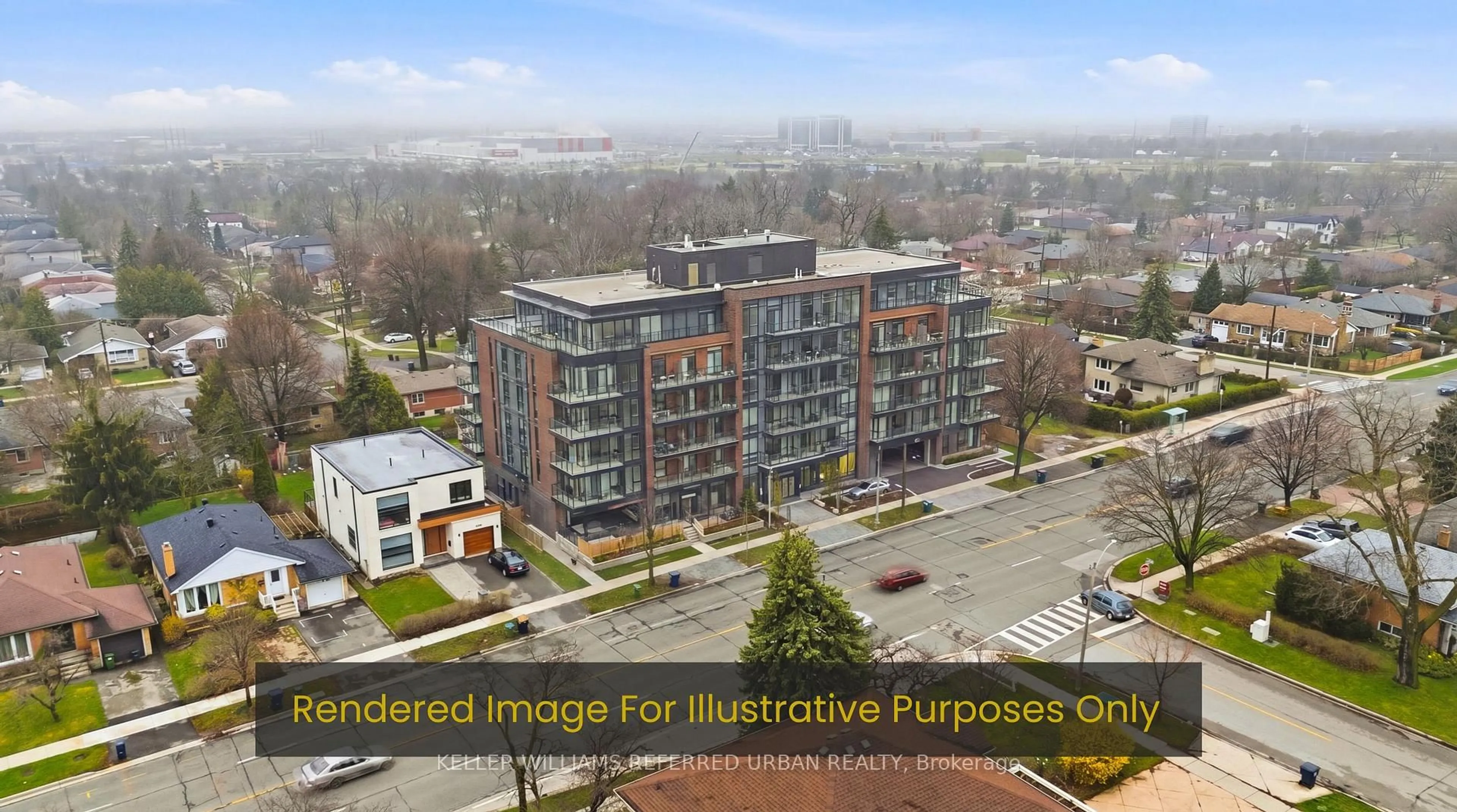 A pic from outside/outdoor area/front of a property/back of a property/a pic from drone, city buildings view from balcony for 3985 Bloor St, Toronto Ontario M9B 1M2