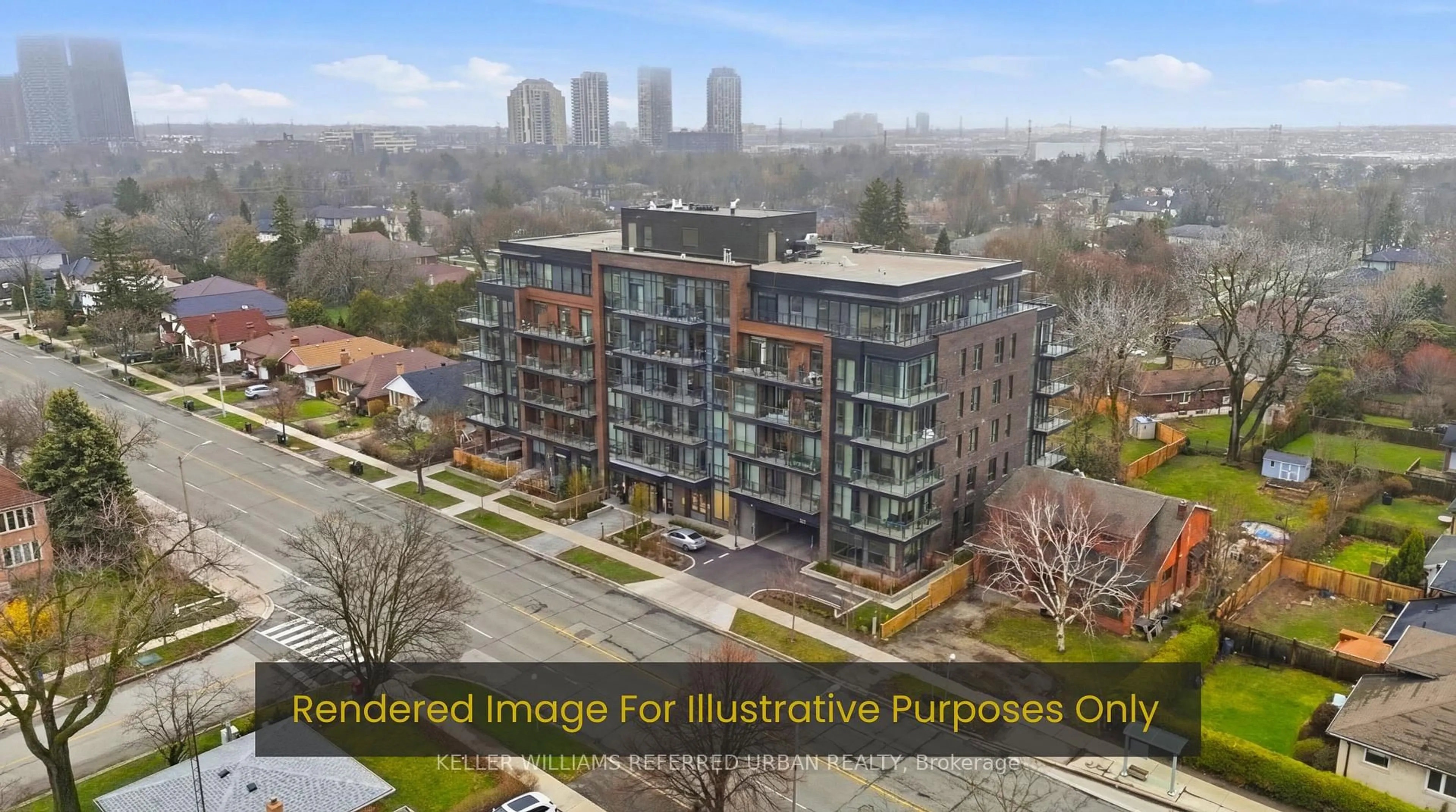 A pic from outside/outdoor area/front of a property/back of a property/a pic from drone, city buildings view from balcony for 3985 Bloor St, Toronto Ontario M9B 1M2