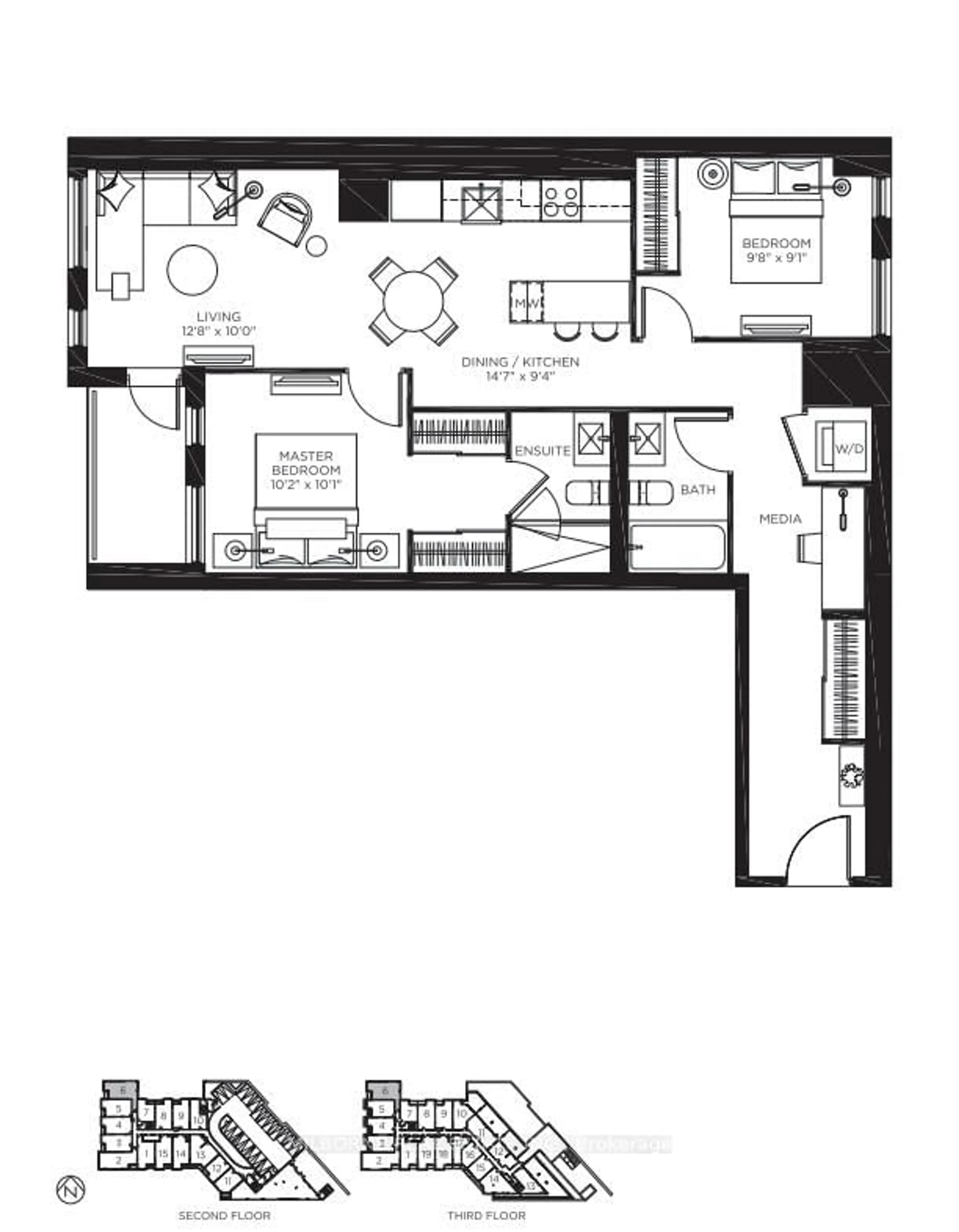 Floor plan for 57 Brock Ave #206, Toronto Ontario M3H 3N2