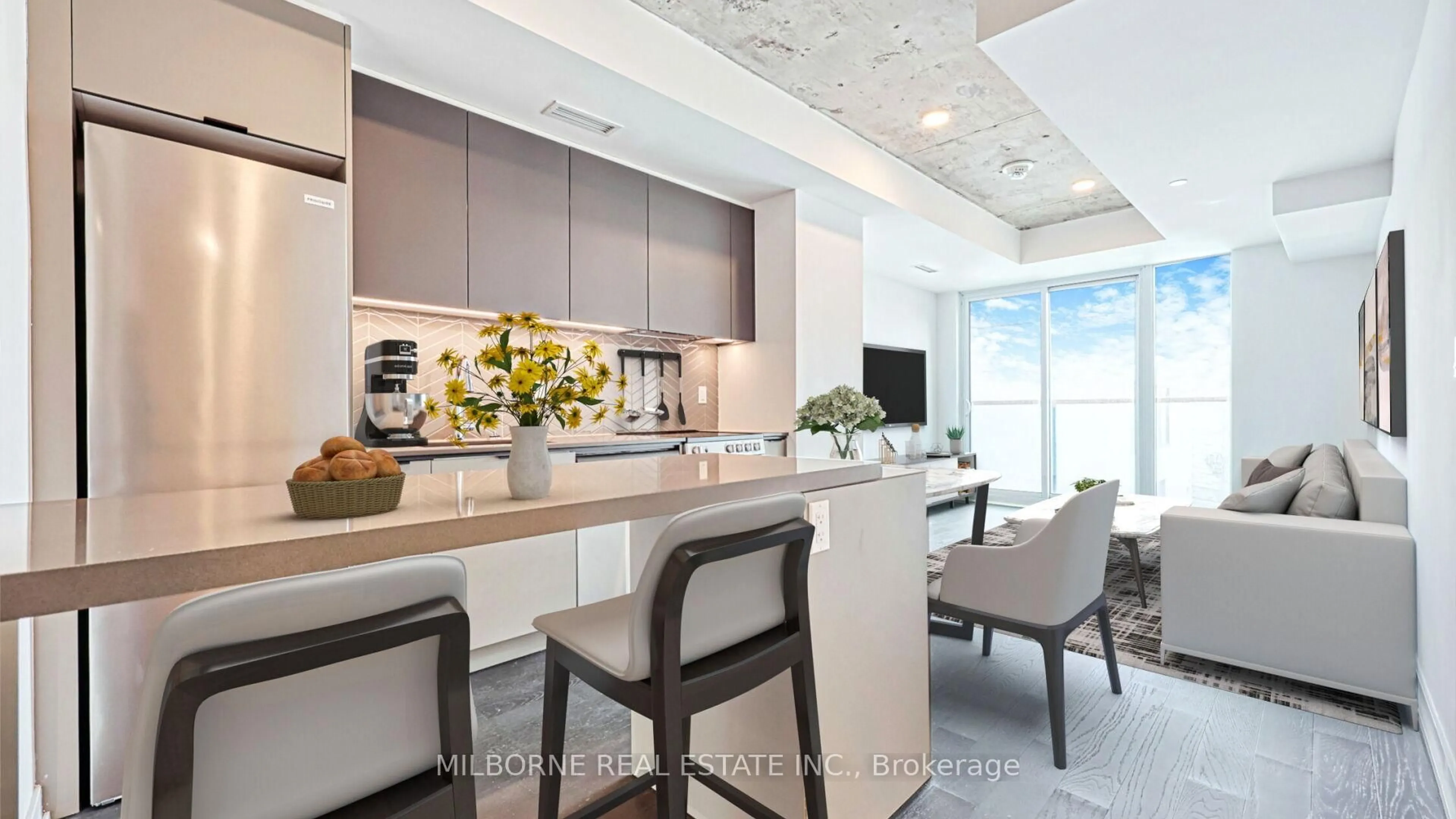 Contemporary kitchen, ceramic/tile floor for 57 Brock Ave #210, Toronto Ontario M3H 3N2