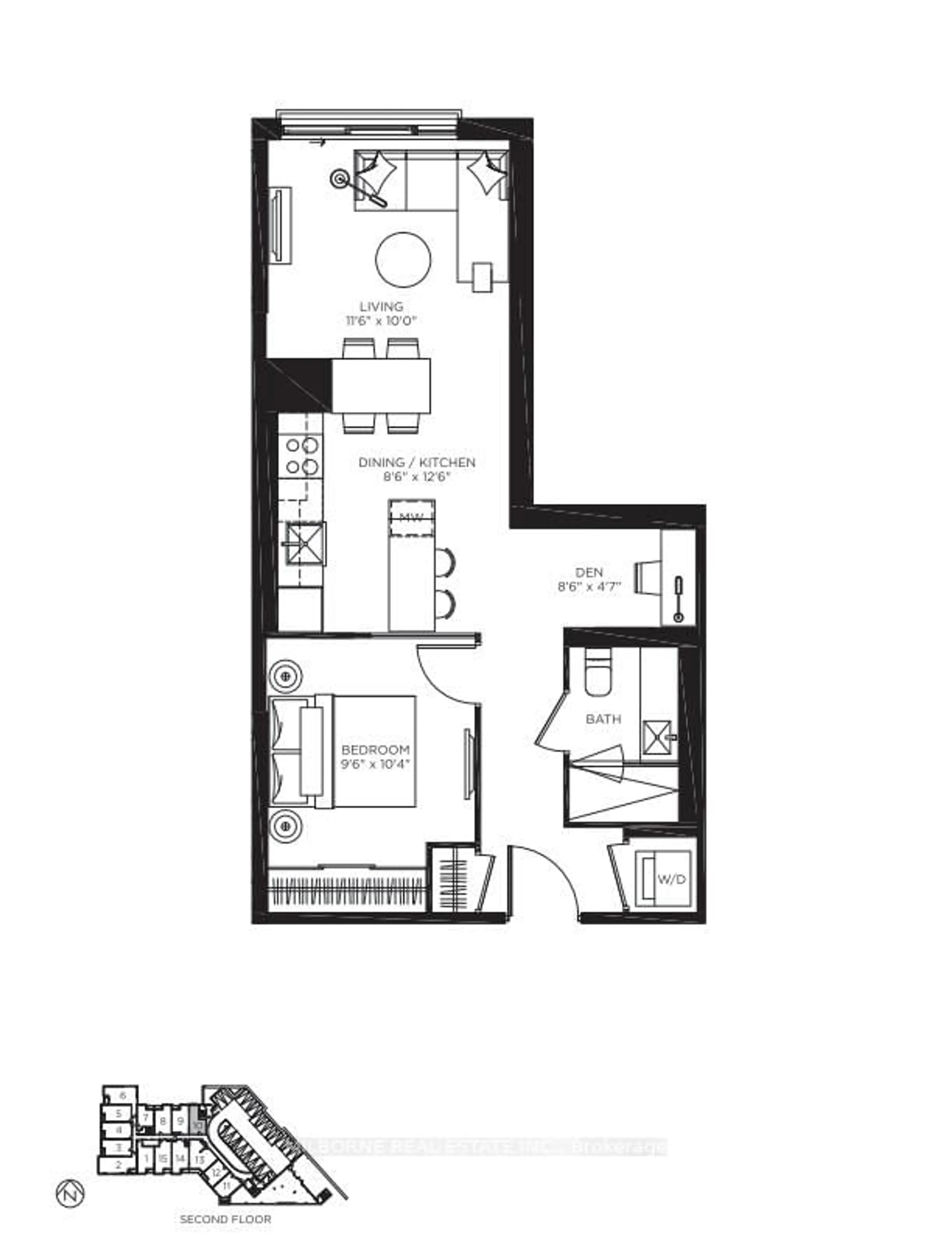 Floor plan for 57 Brock Ave #210, Toronto Ontario M3H 3N2