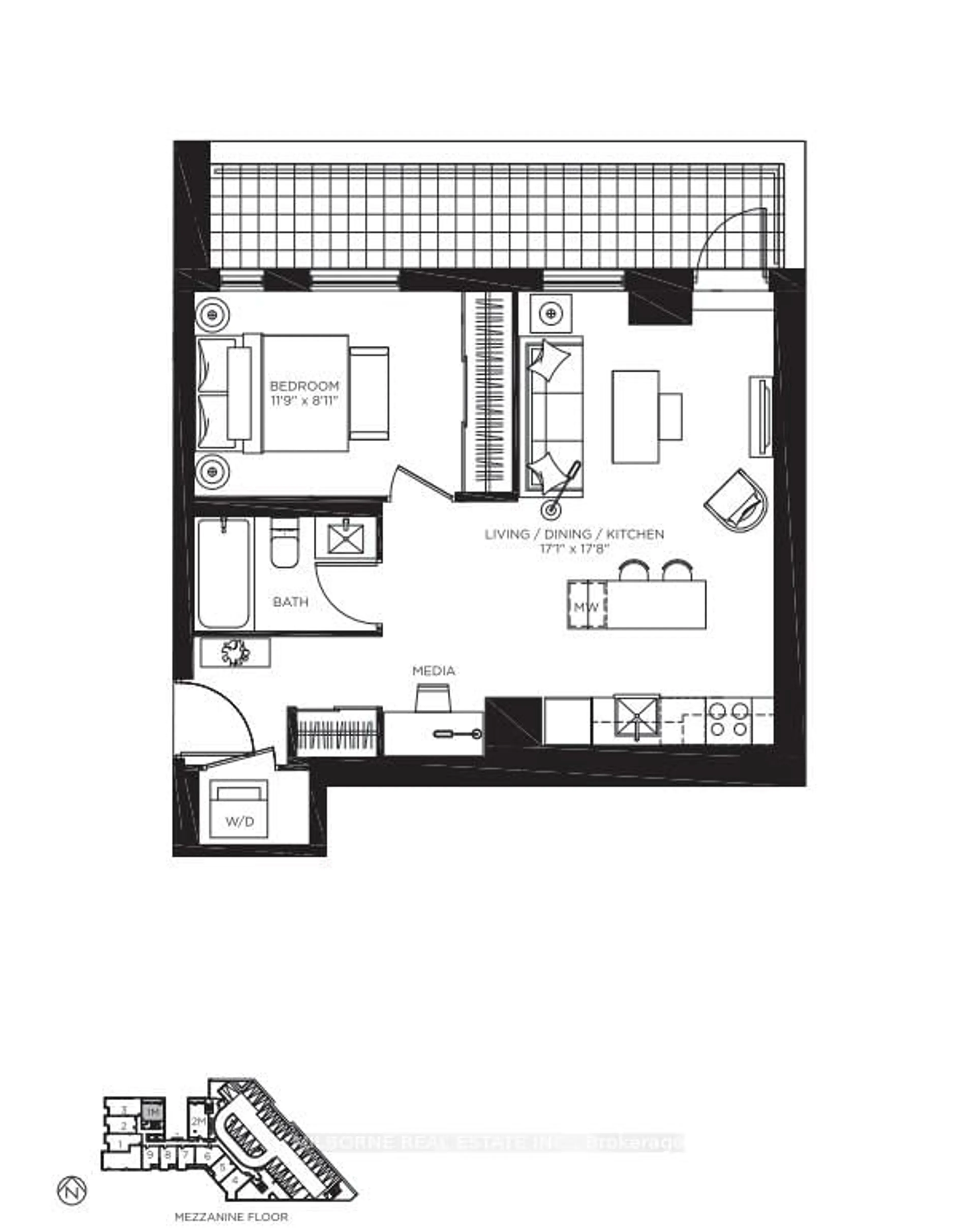 Floor plan for 57 Brock Ave #104, Toronto Ontario M3H 3N2