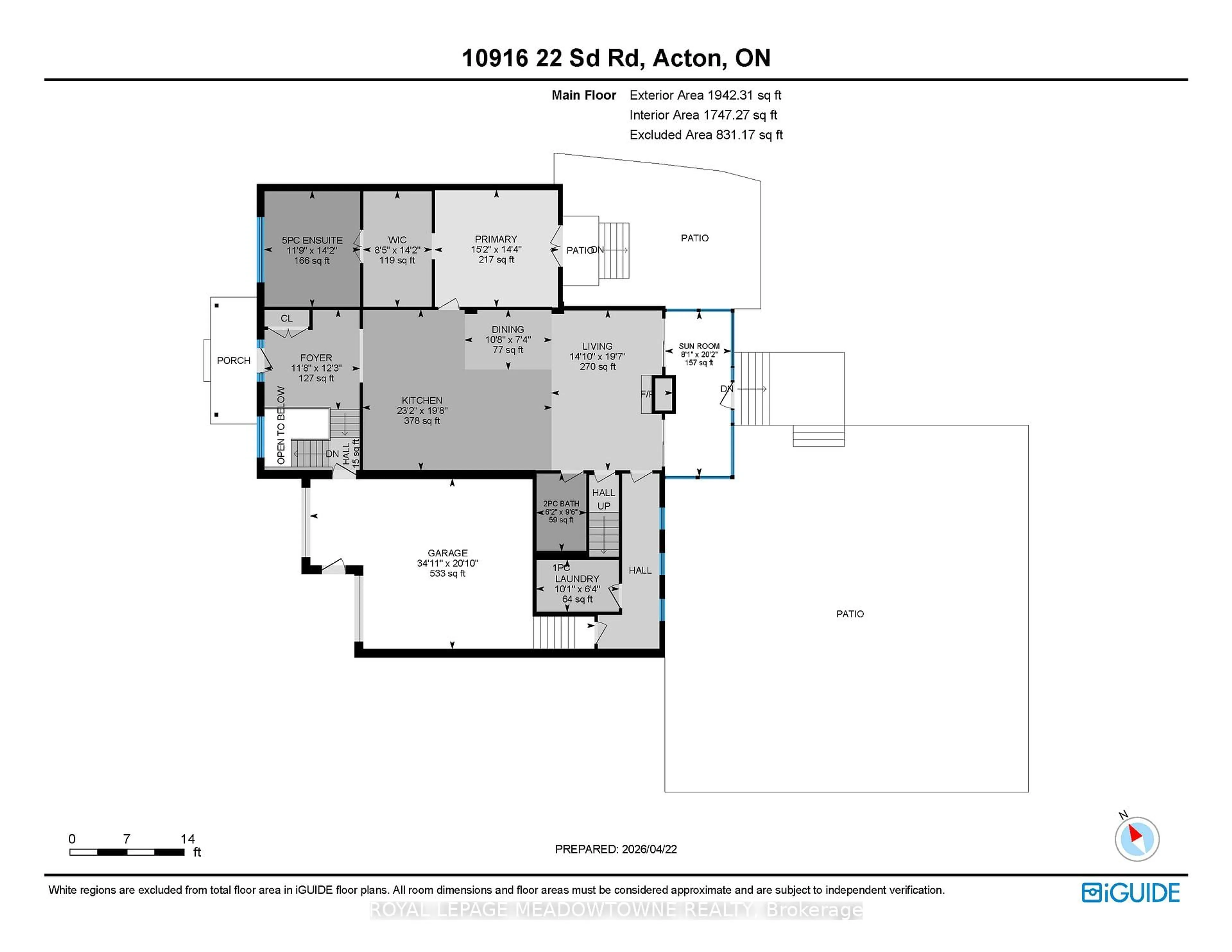 Floor plan for 10916 22nd Sdrd, Halton Hills Ontario L0P 1H0