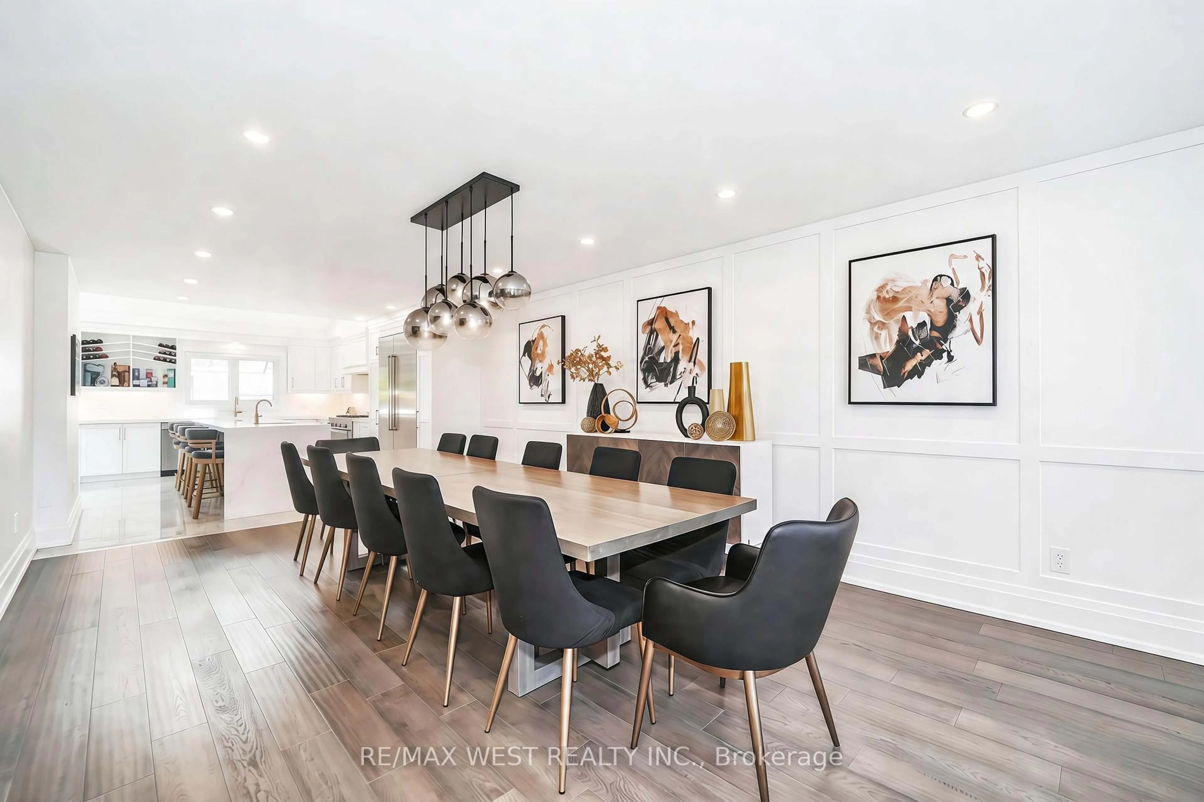 Dining room, wood/laminate floor for 108 Poplar Heights Dr, Toronto Ontario M9A 4Z4